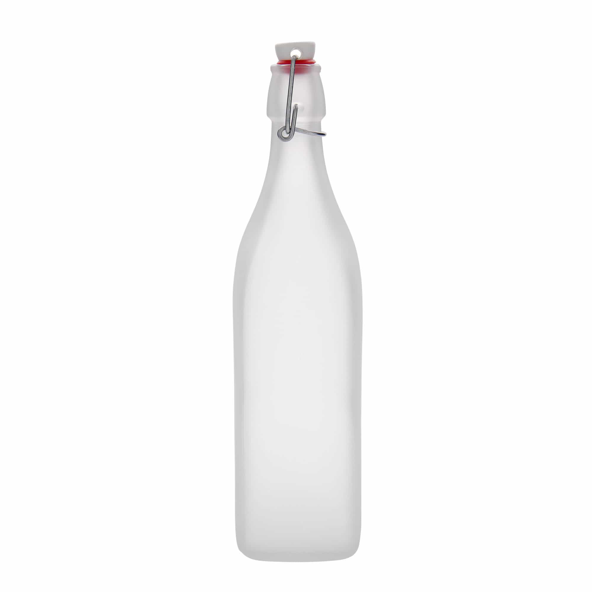 1 000 ml sklenená fľaša 'Swing, štvorcová, matná, hrdlo: pákové uzáver 1 000 ml sklenená fľaša 'Swing, štvorcová, matná, hrdlo: pákové uzáver
