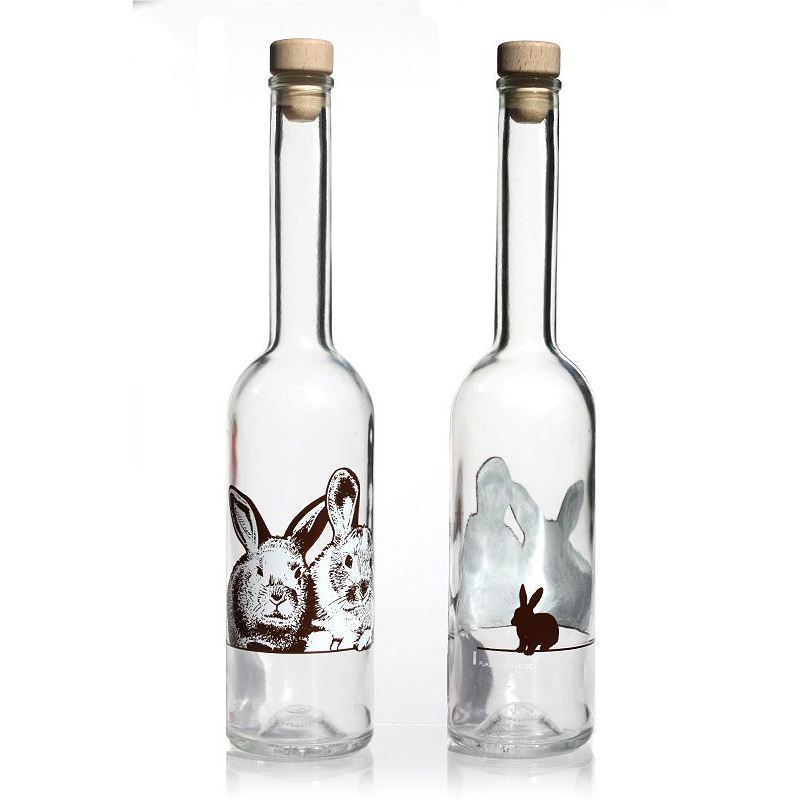 500 ml sklenená fľaša 'Opera', motív: králik, hrdlo: korok 500 ml sklenená fľaša 'Opera', motív: králik, hrdlo: korok