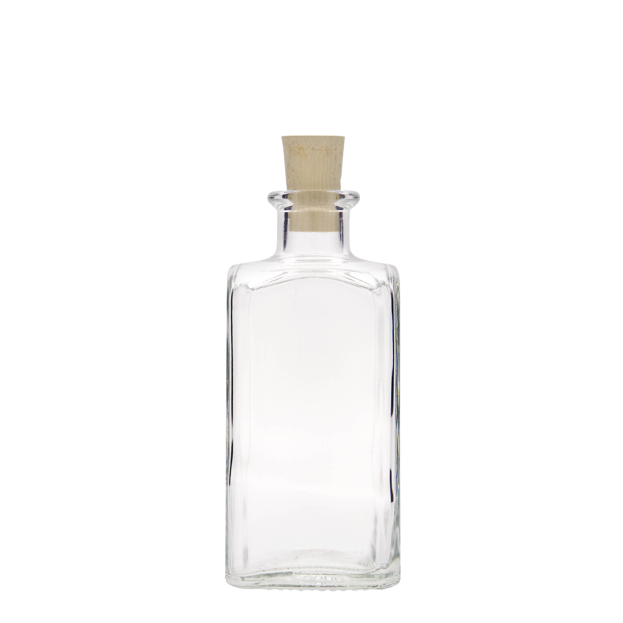 250 ml sklenená fľaša Apotheker Carré, štvorcová, hrdlo: korok