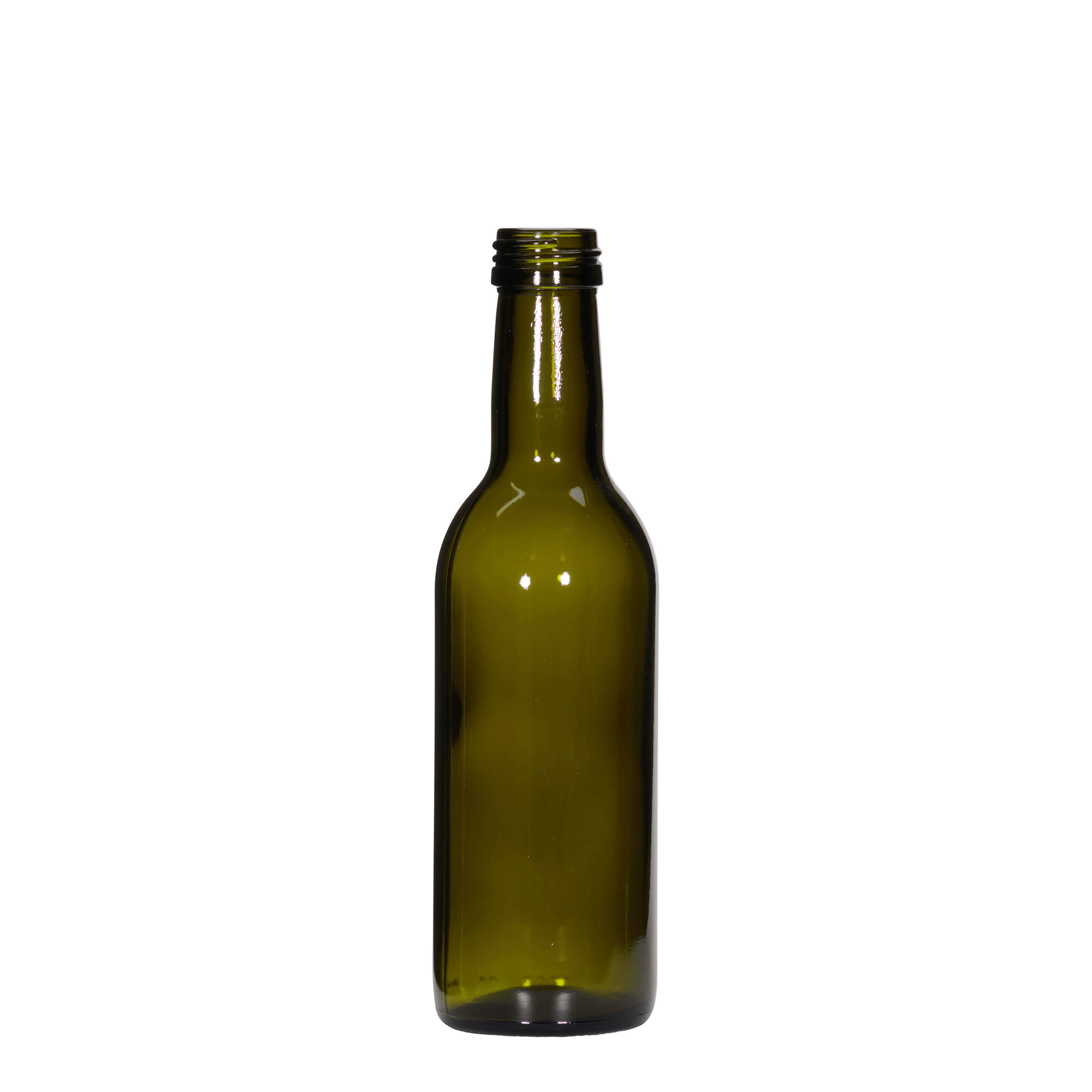 250 ml sklenená fľaša 'Bordeaux', antikzelená, hrdlo: PP 28 250 ml sklenená fľaša 'Bordeaux', antikzelená, hrdlo: PP 28