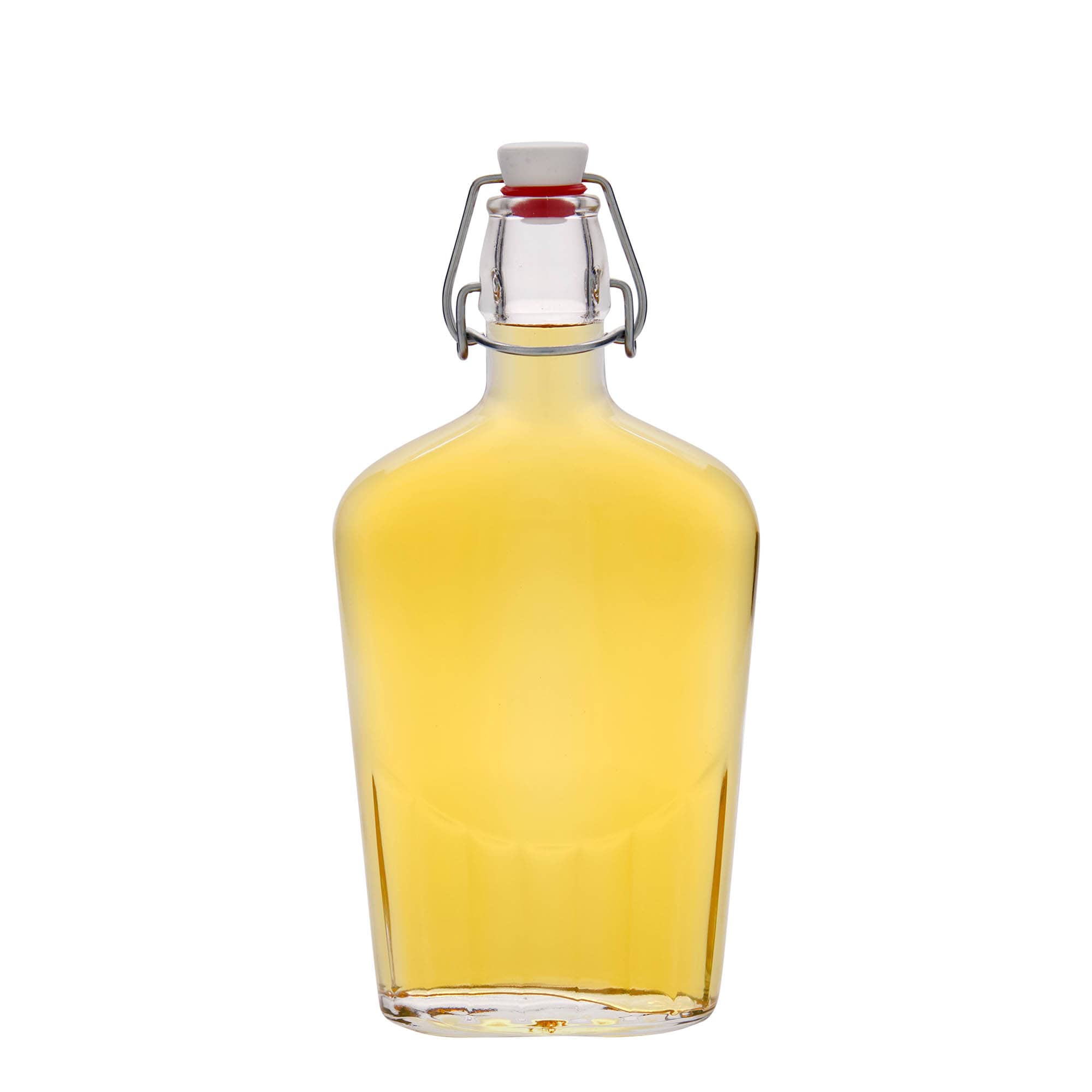 500 ml sklenená fľaša 'Fiaschetta', oválna, hrdlo: uzáver s pántom
