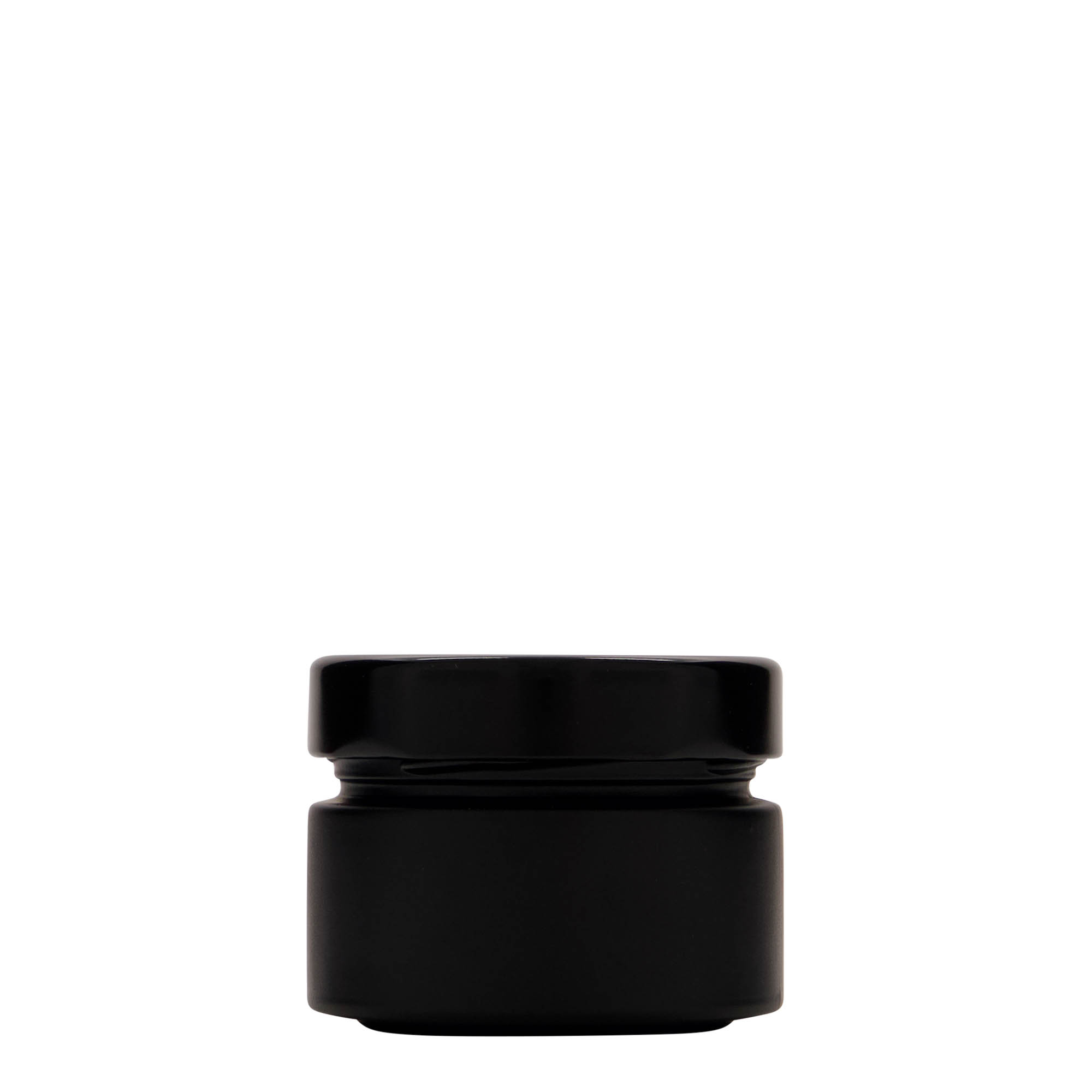 130 ml okrúhla sklenená nádoba 'Aurora', čierna, hrdlo: Deep-Twist-Off (DTO 66)