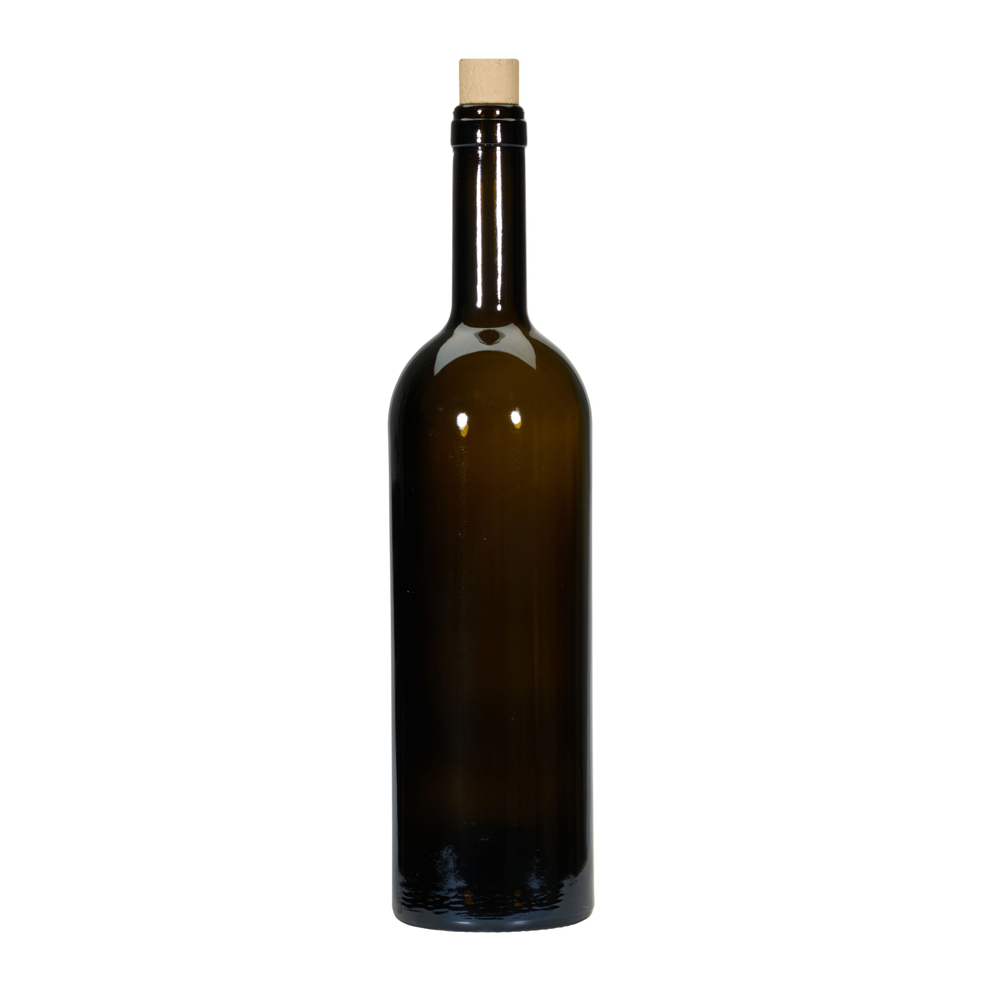 750 ml vínová fľaša 'Golia', antikzelená, hrdlo: korkové