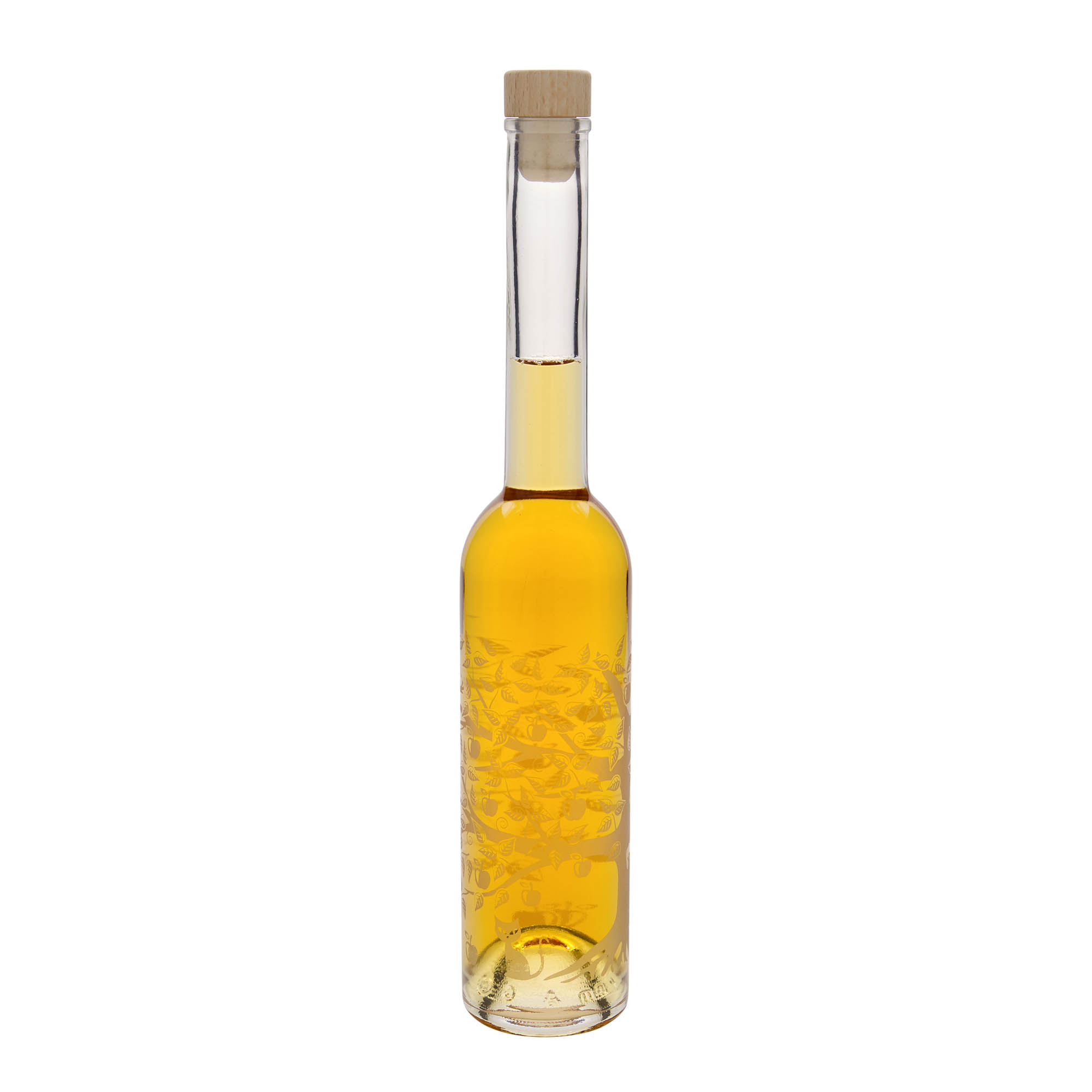 350 ml sklenená fľaša 'Opera', motív: jabloň, hrdlo: korok