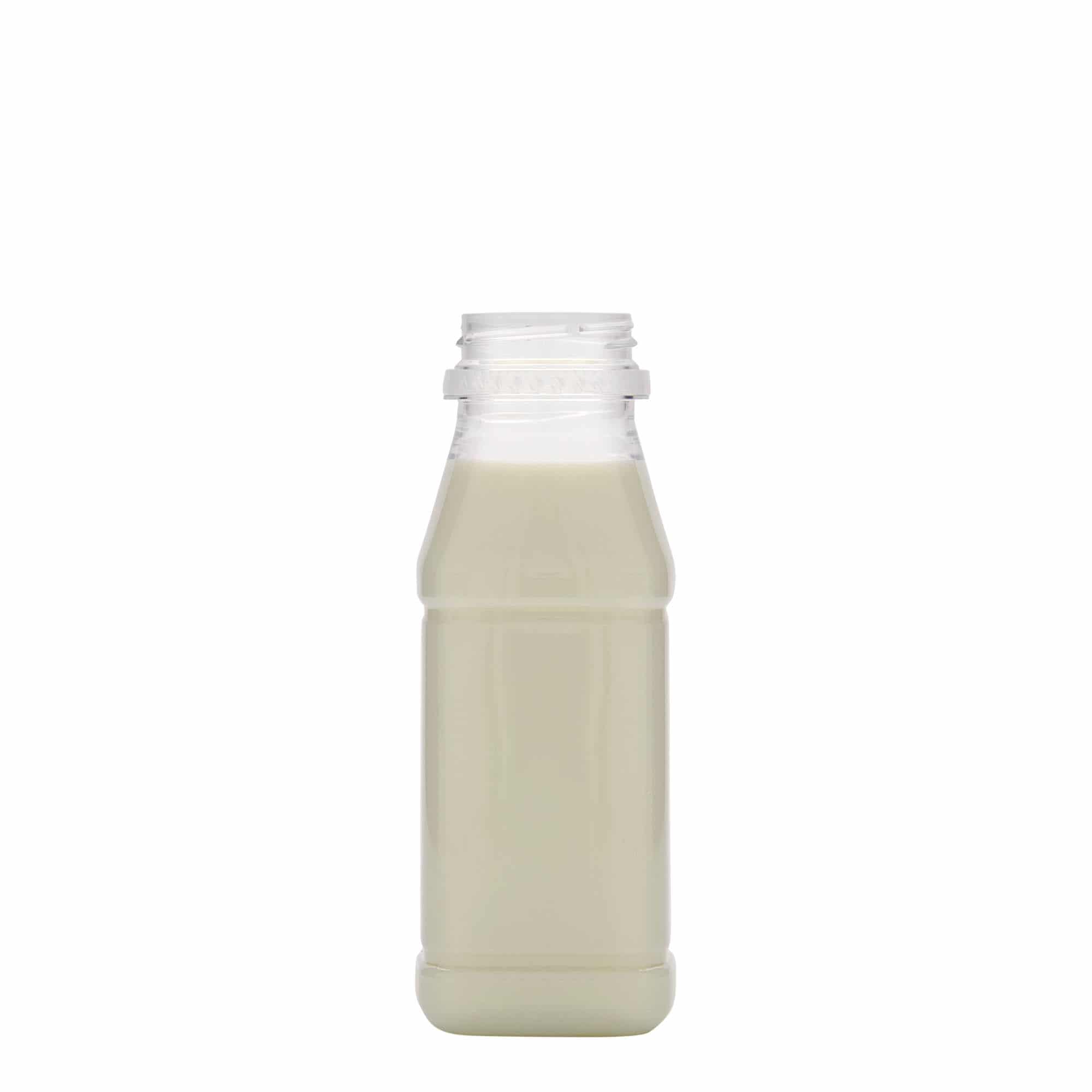 250 ml PET fľaša „Milk and Juice Carré“, štvorcová, plast, hrdlo: 38 mm