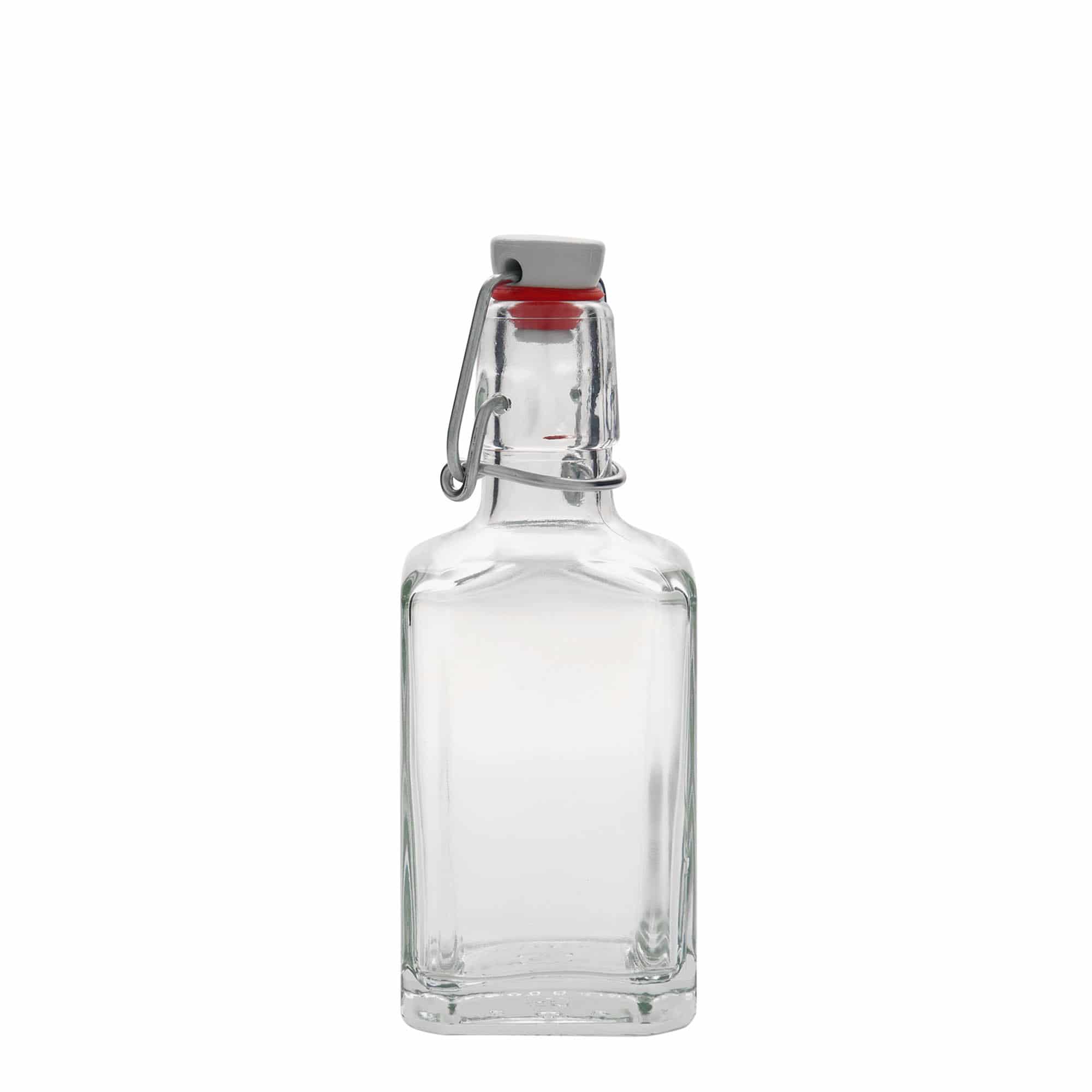 250 ml sklenená fľaša 'Rialto', štvorcová, hrdlo: uzáver na pánt 250 ml sklenená fľaša 'Rialto', štvorcová, hrdlo: uzáver na pánt