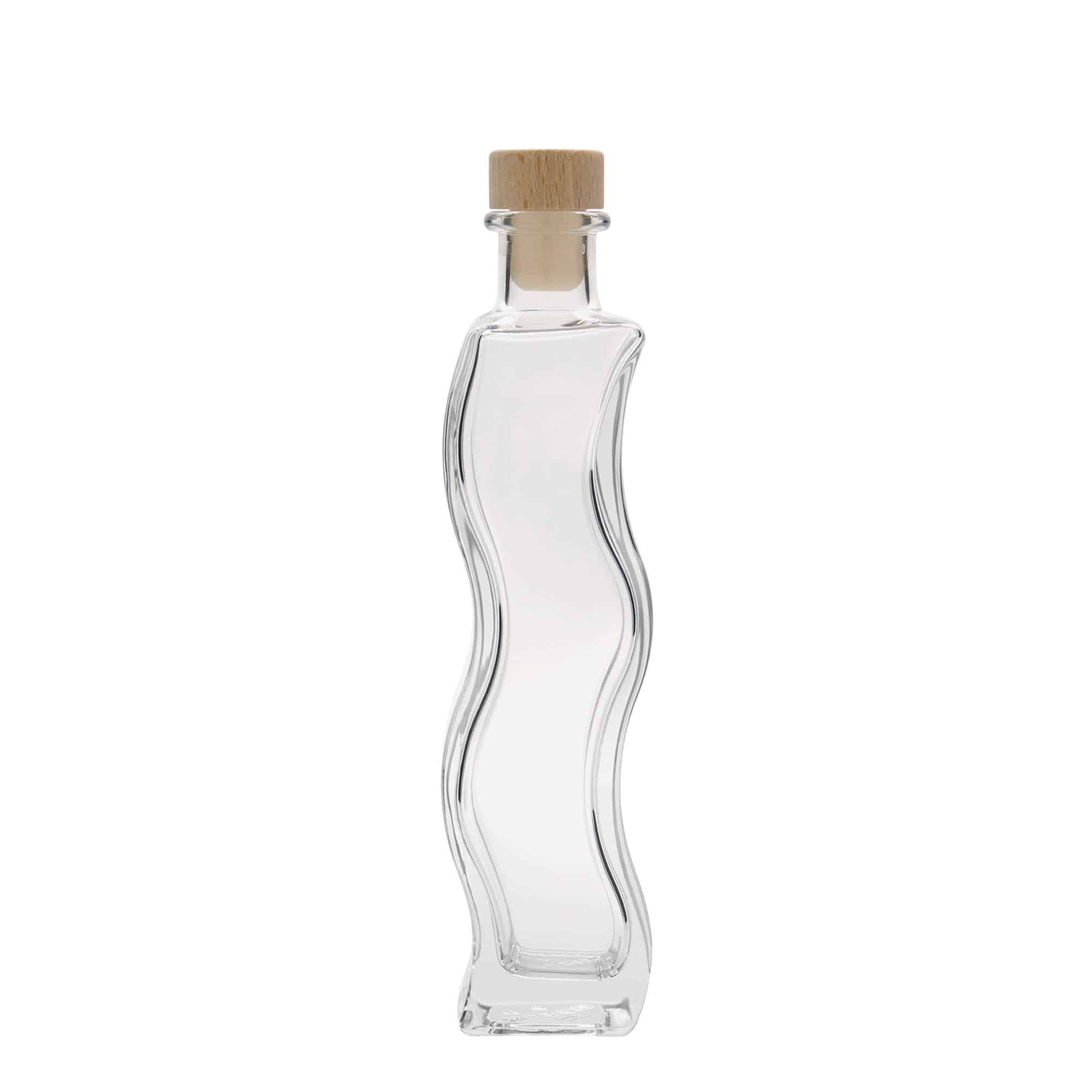 200 ml sklená fľaša „Vlna“, štvorcová, hrdlo: korok