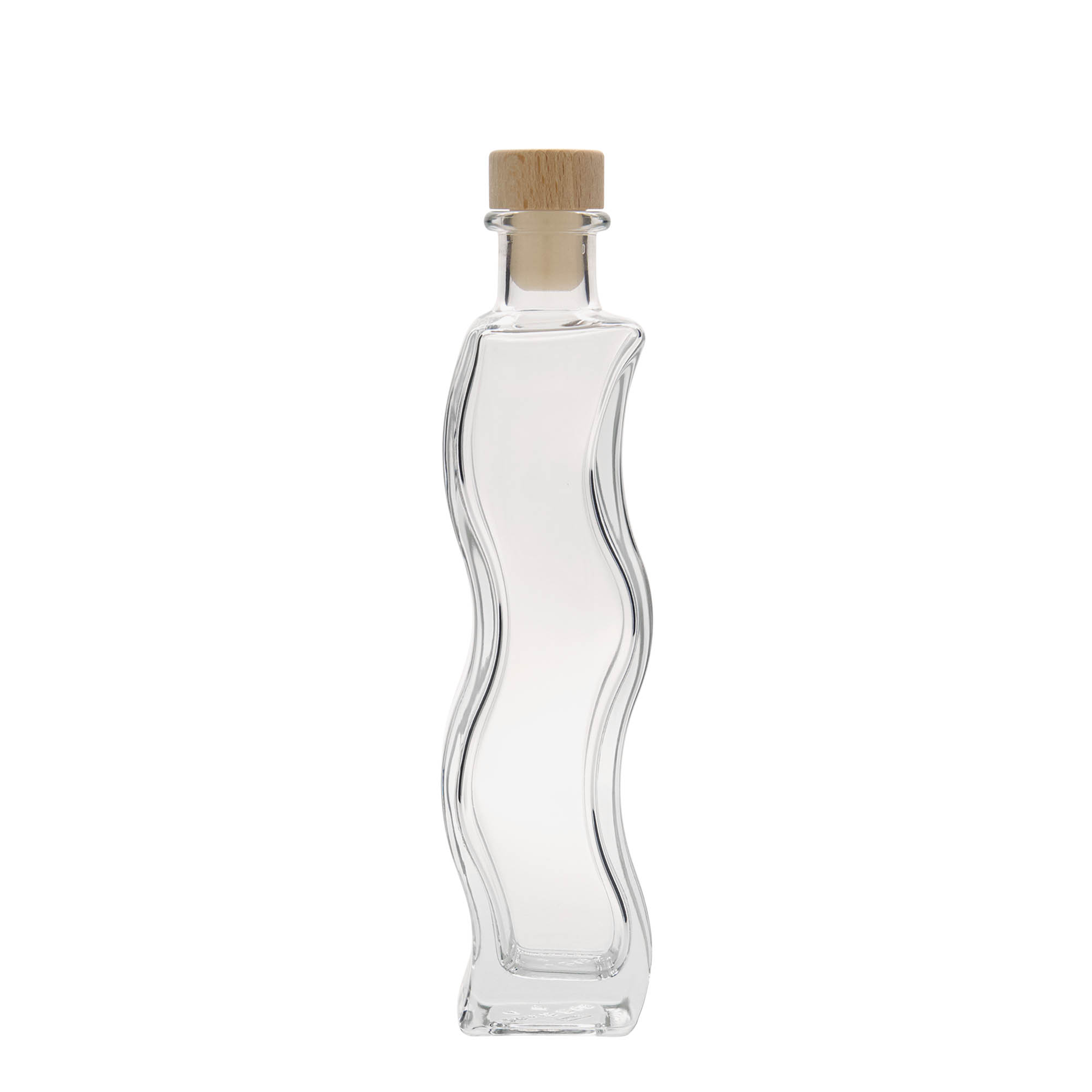 200 ml sklenená fľaša 'Vlna', štvorcová, hrdlo: korok