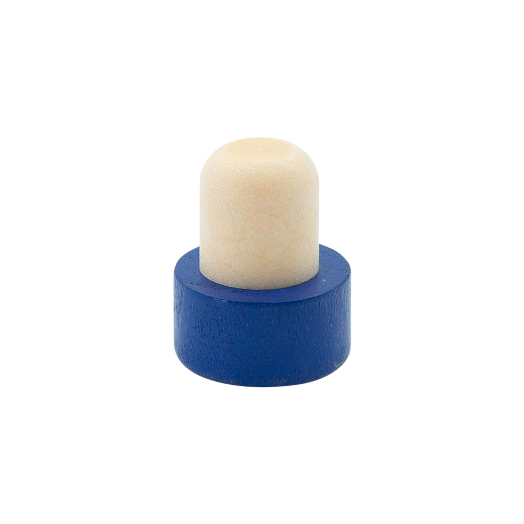 Rukoväťový kork 19 mm, drevo/plast, modrý, pre hrdlo: korkový