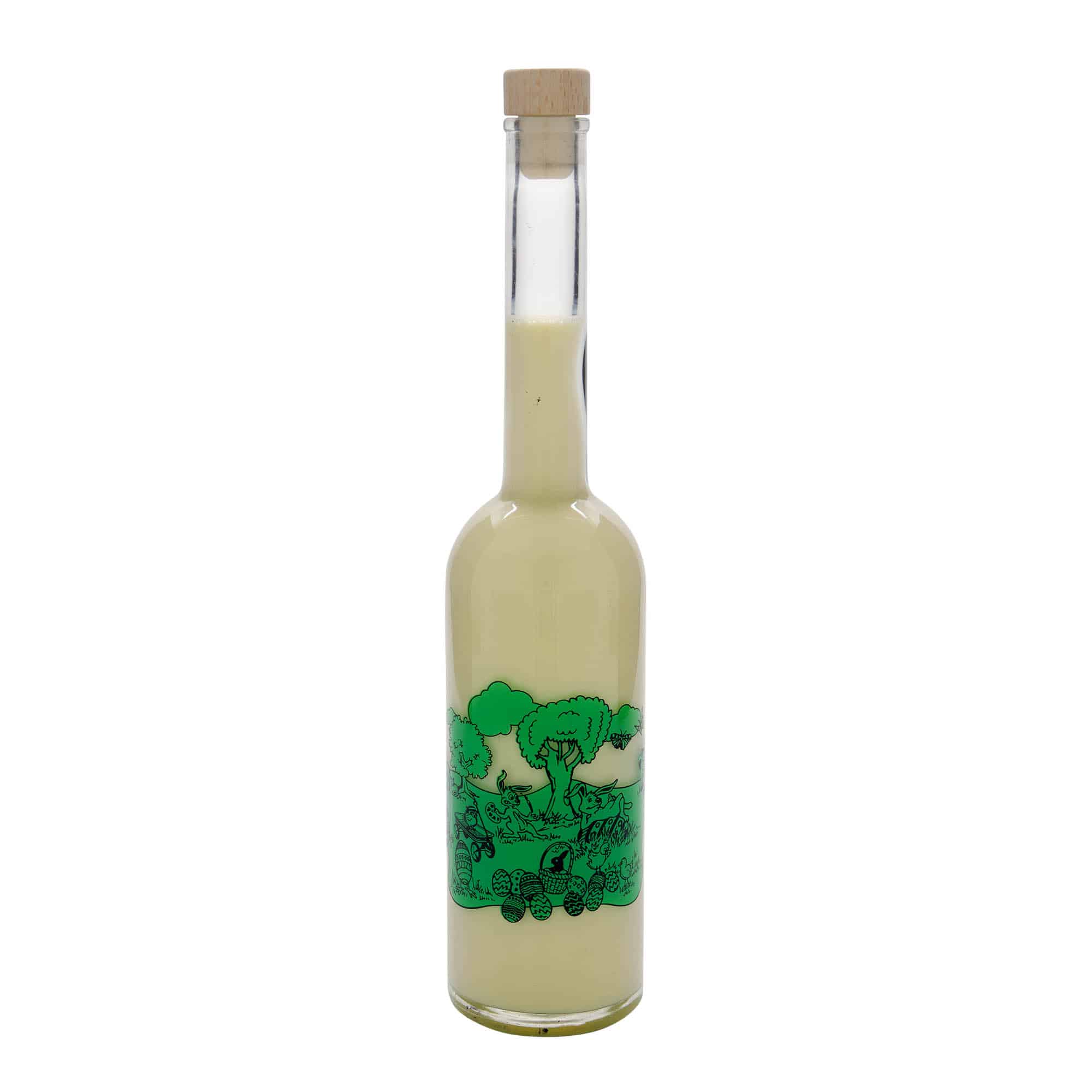 500 ml sklená fľaša „Opera“, motív: Veselá Veľká noc, hrdlo: korok