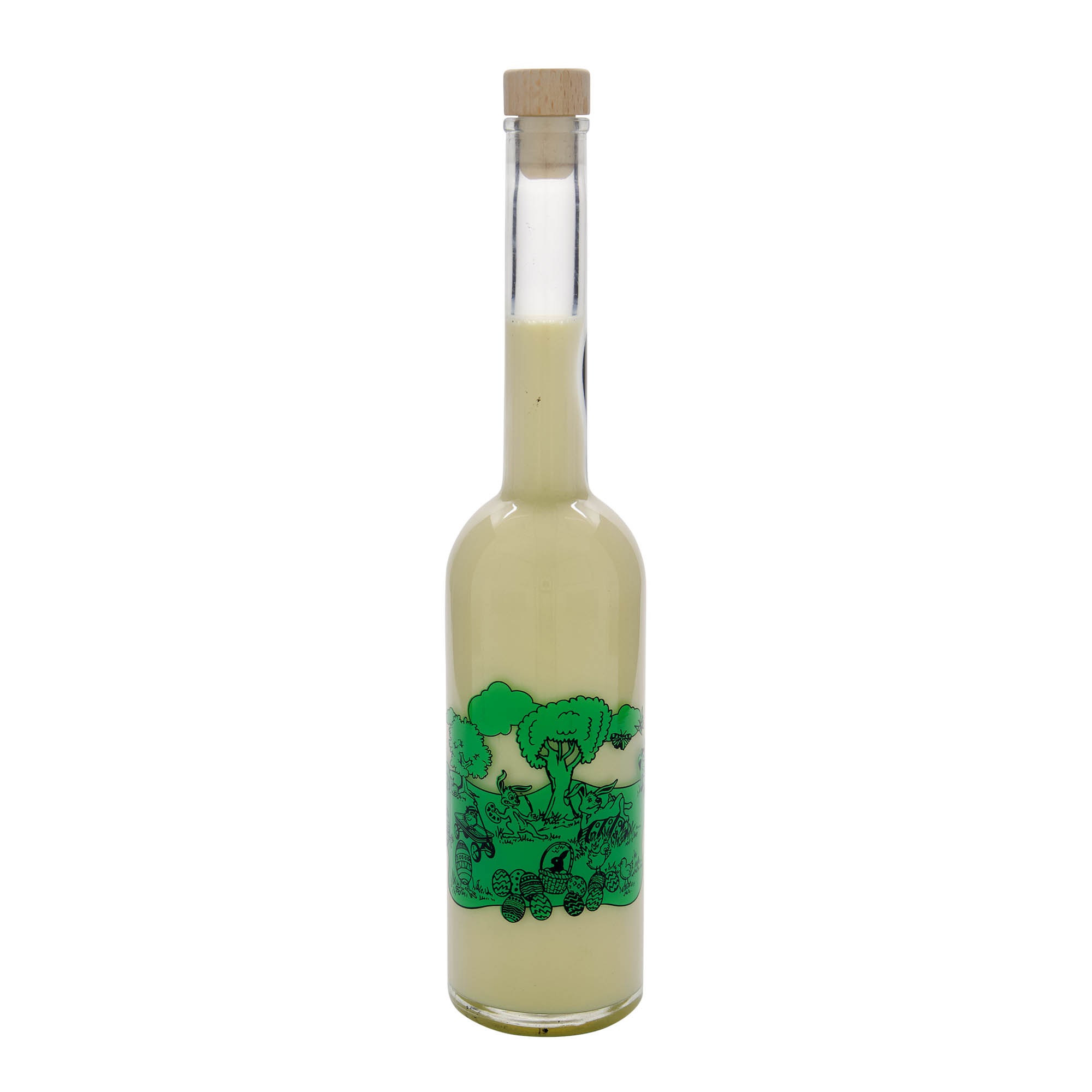 500 ml sklenená fľaša 'Opera', motív: Veselú Veľkú noc, hrdlo: korkové