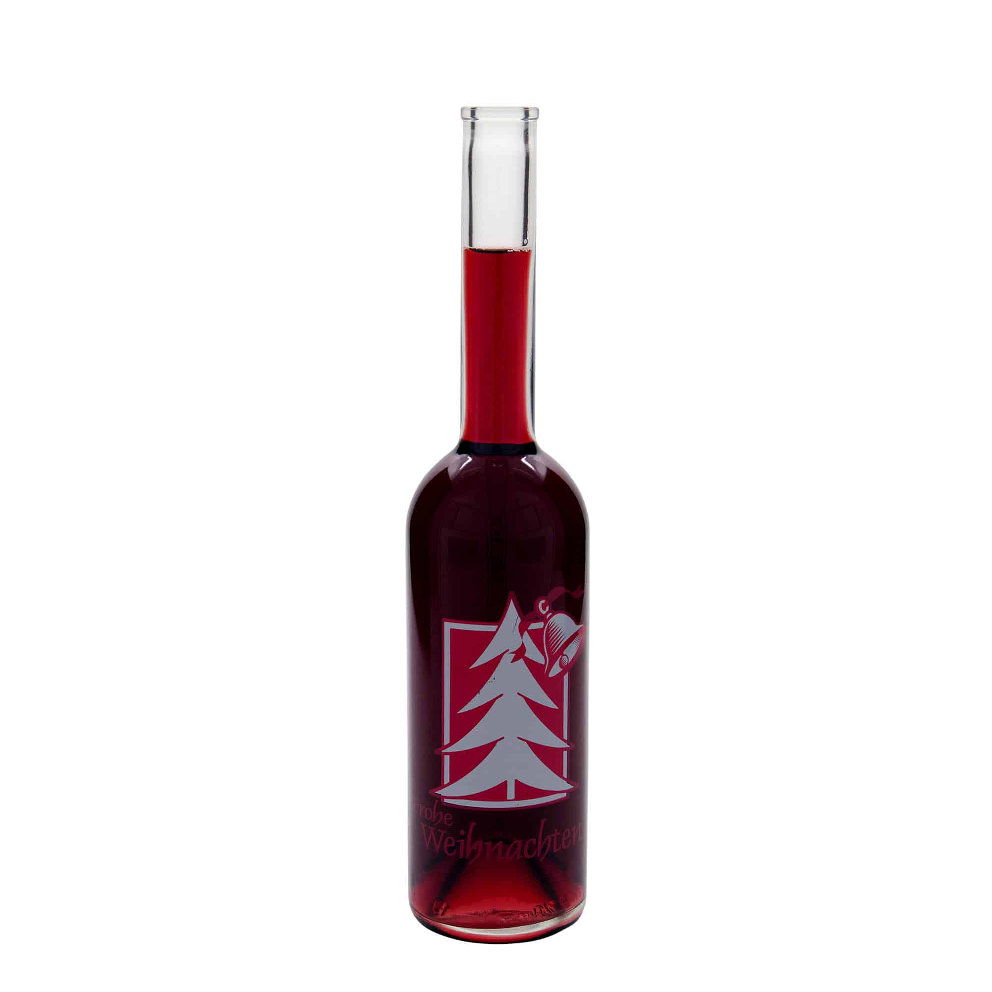500 ml sklená fľaša „Opera“, motív: vianočný pozdrav, hrdlo: korok