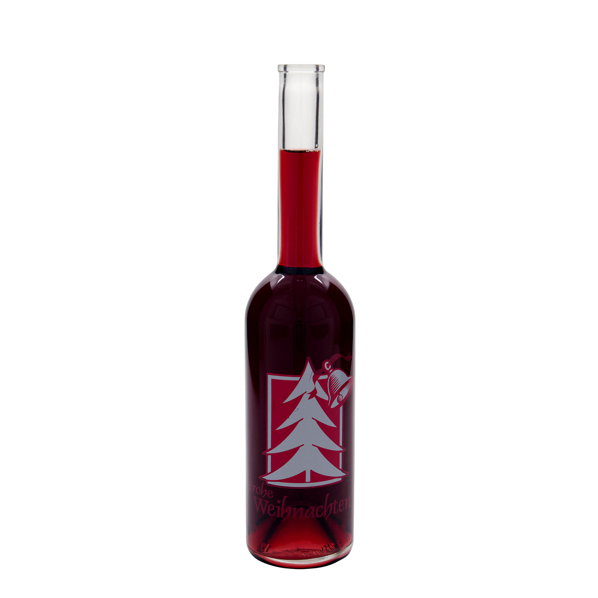 500 ml sklenená fľaša 'Opera', motív: Vianočný pozdrav, hrdlo: korok