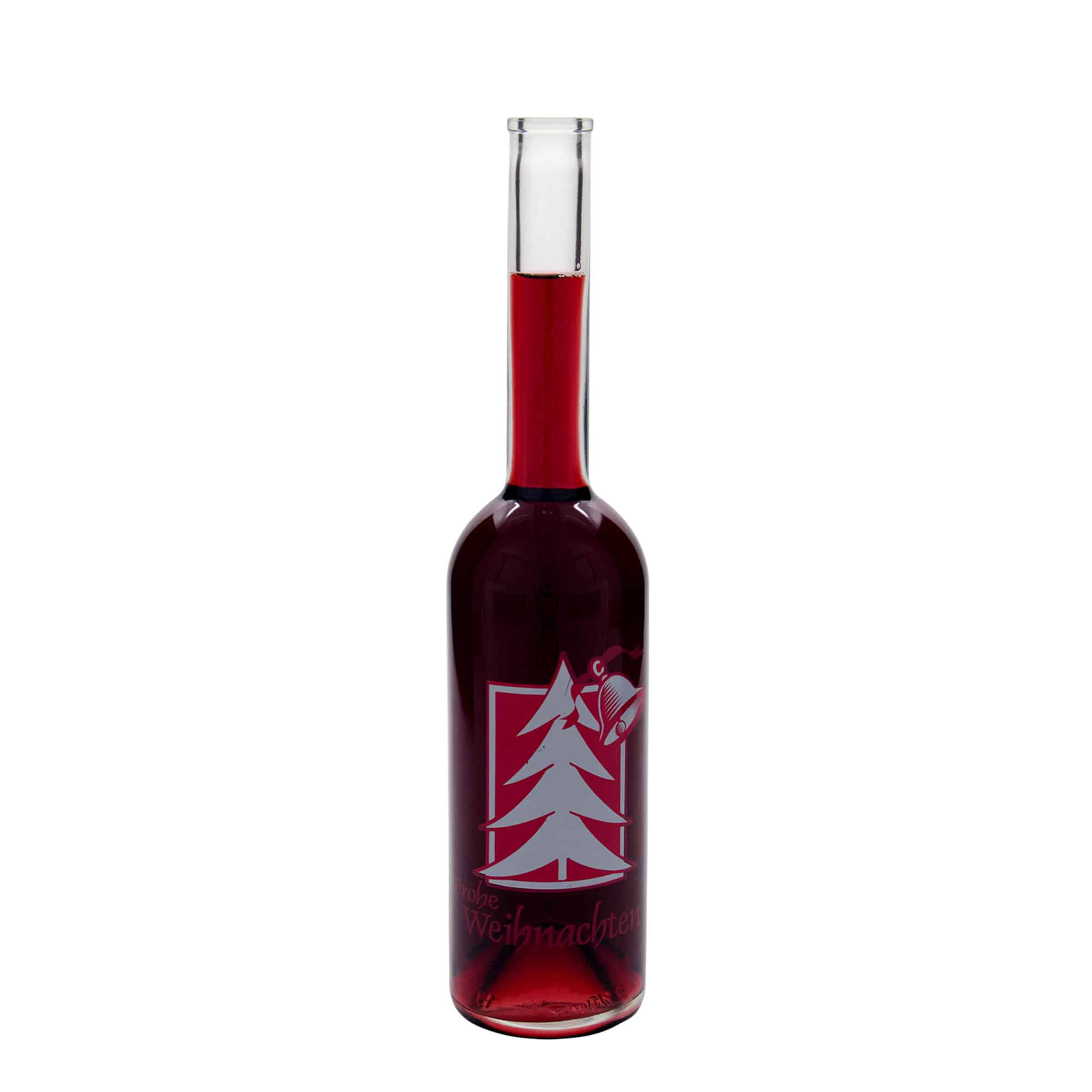 500 ml sklenená fľaša 'Opera', motív: Vianočný pozdrav, hrdlo: korok