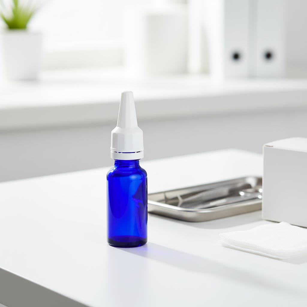 Skrutkovací uzáver s aplikátorom, PE-plast, biely, pre hrdlo: DIN 18 Skrutkovací uzáver s aplikátorom, PE-plast, biely, pre hrdlo: DIN 18