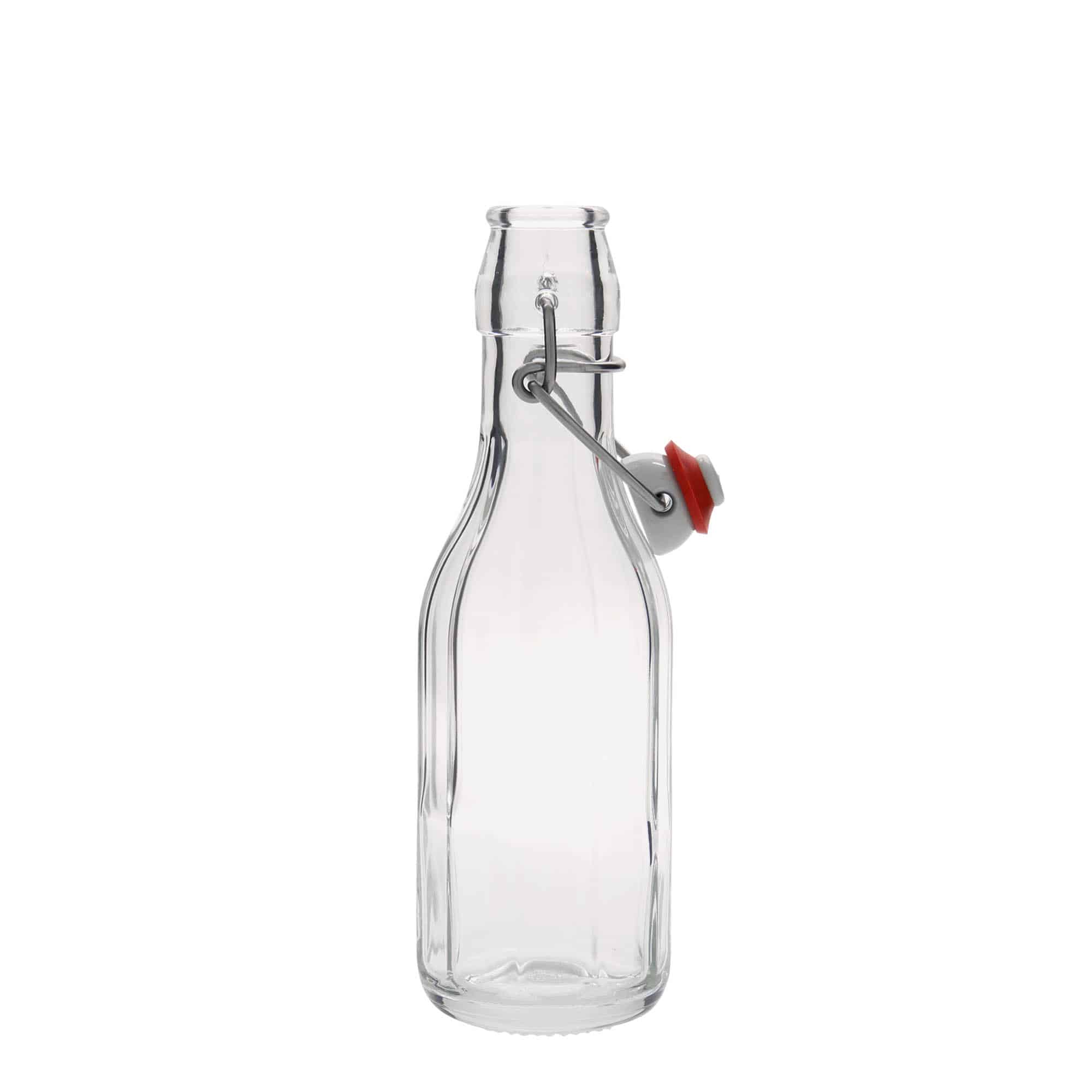 250 ml sklená fľaša „Bravo“, desaťhranná, hrdlo: strmeňový uzáver 250 ml sklená fľaša „Bravo“, desaťhranná, hrdlo: strmeňový uzáver