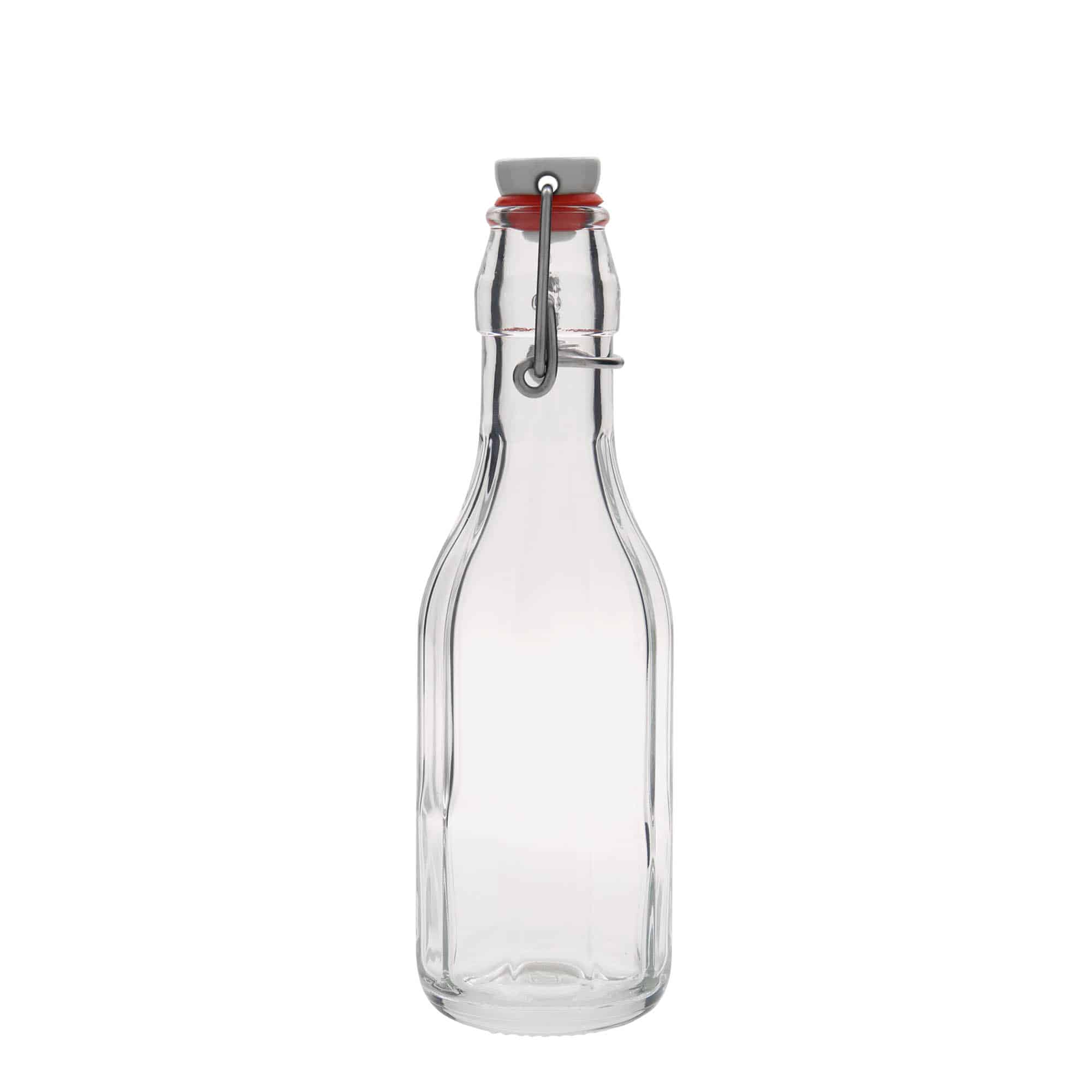 250 ml sklená fľaša „Bravo“, desaťhranná, hrdlo: strmeňový uzáver