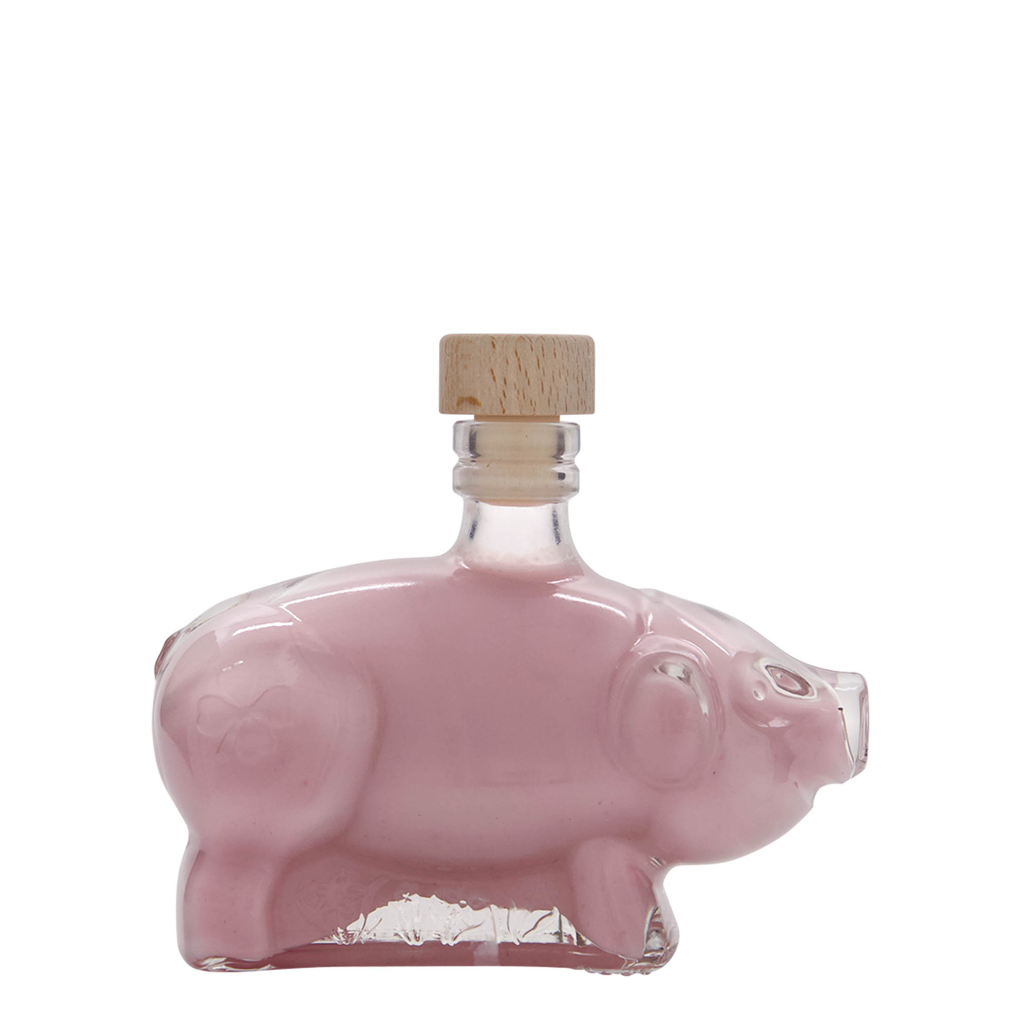200 ml sklenená fľaša „Šťastné prasiatko“, hrdlo: korok