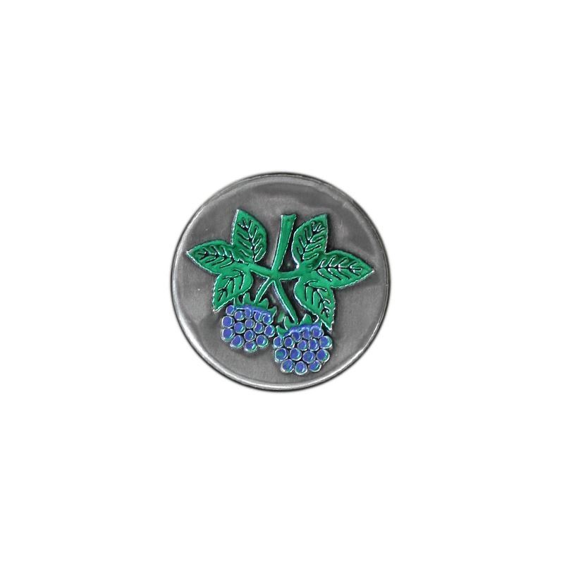 Cínová etiketa „Černica“, okrúhla, kovová, strieborná Cínová etiketa „Černica“, okrúhla, kovová, strieborná