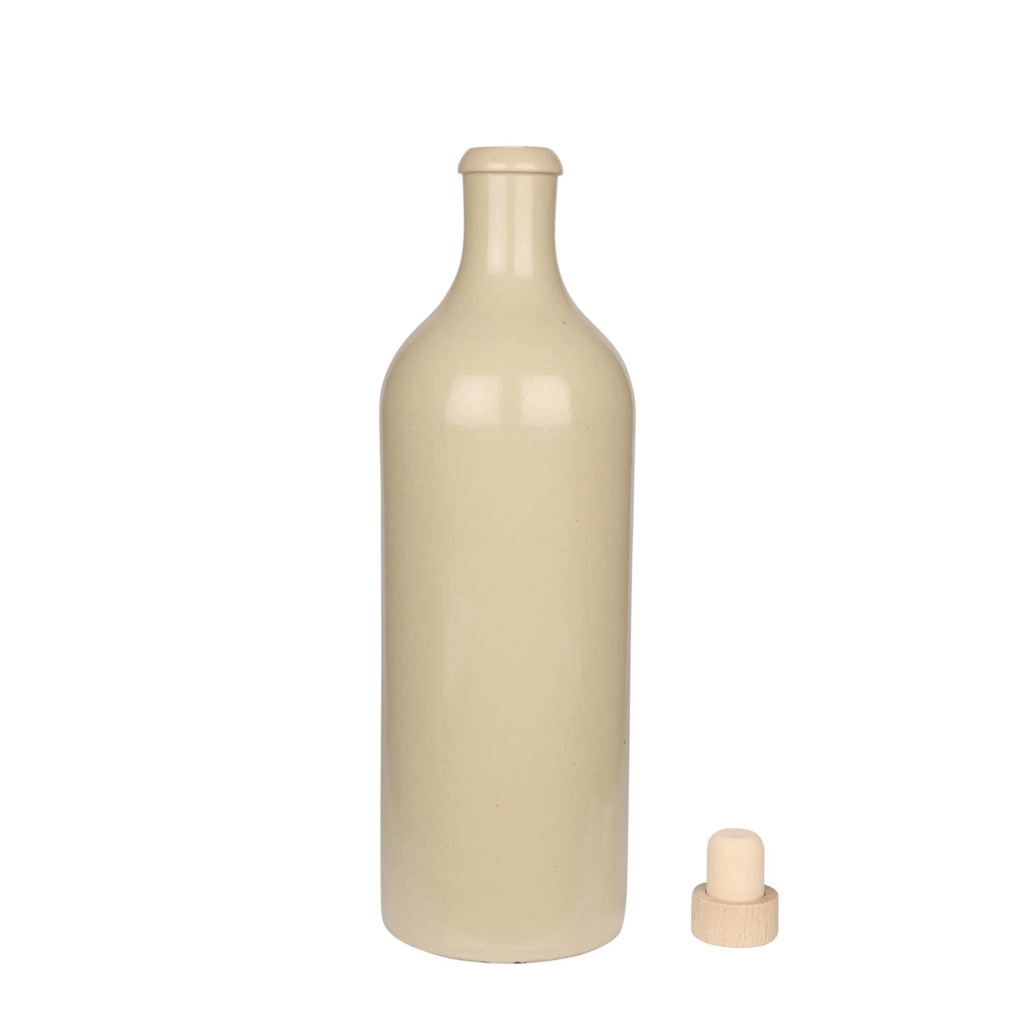 750 ml hlinený džbán, kamenina, béžový, hrdlo: korkové 750 ml hlinený džbán, kamenina, béžový, hrdlo: korkové