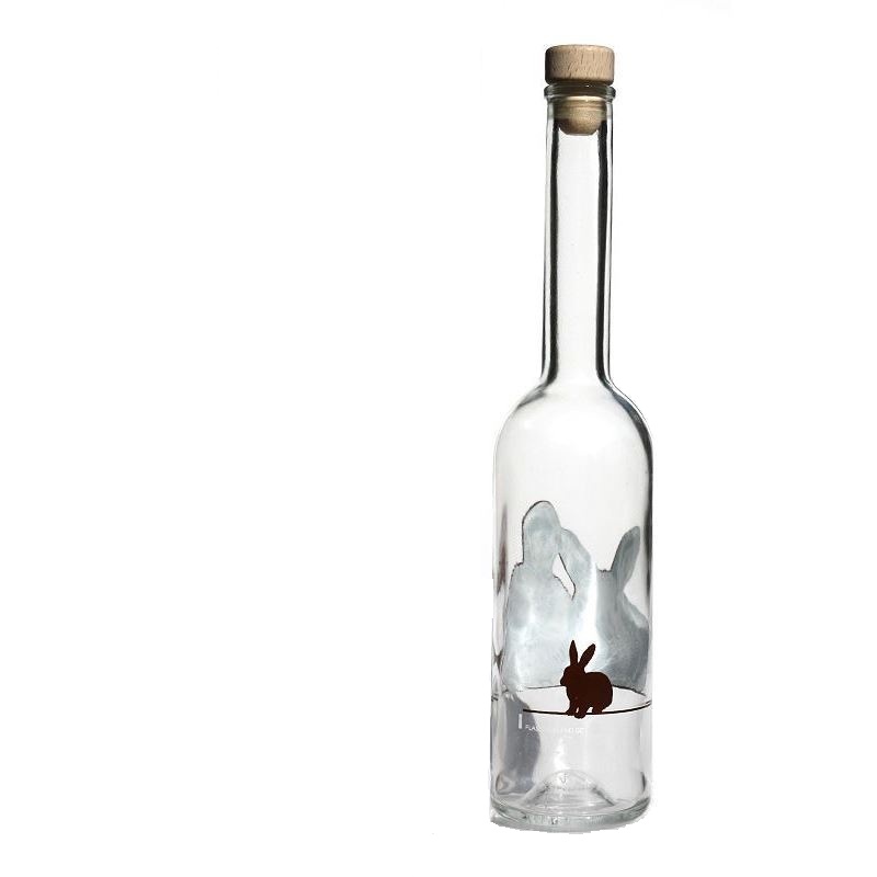 500 ml sklenená fľaša 'Opera', motív: králik, hrdlo: korok