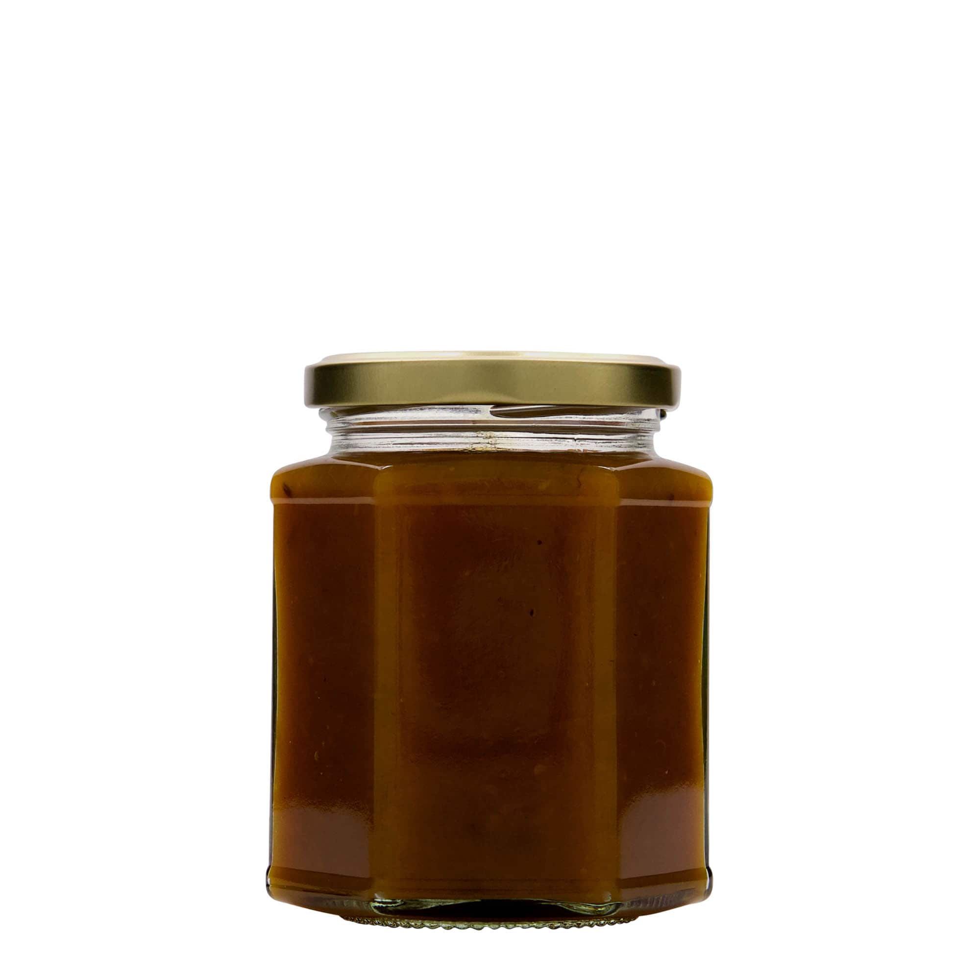 324 ml šesťhranná sklenená nádoba, hrdlo: Twist-Off (TO 66)