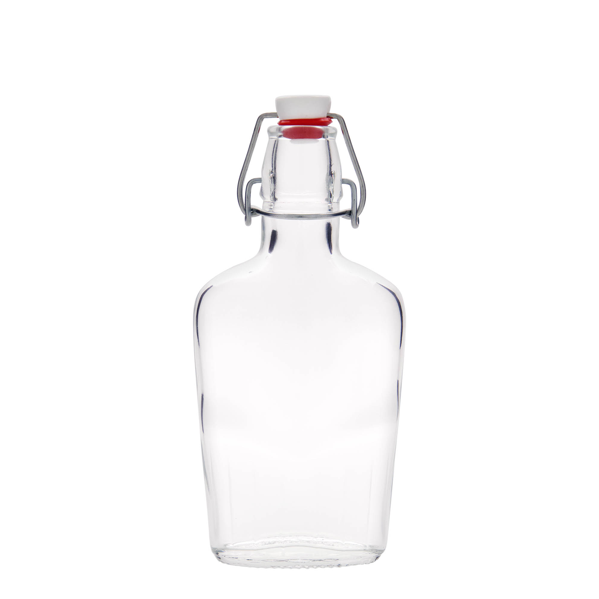 250 ml sklenená fľaša 'Fiaschetta', oválna, hrdlo: pákové uzávery