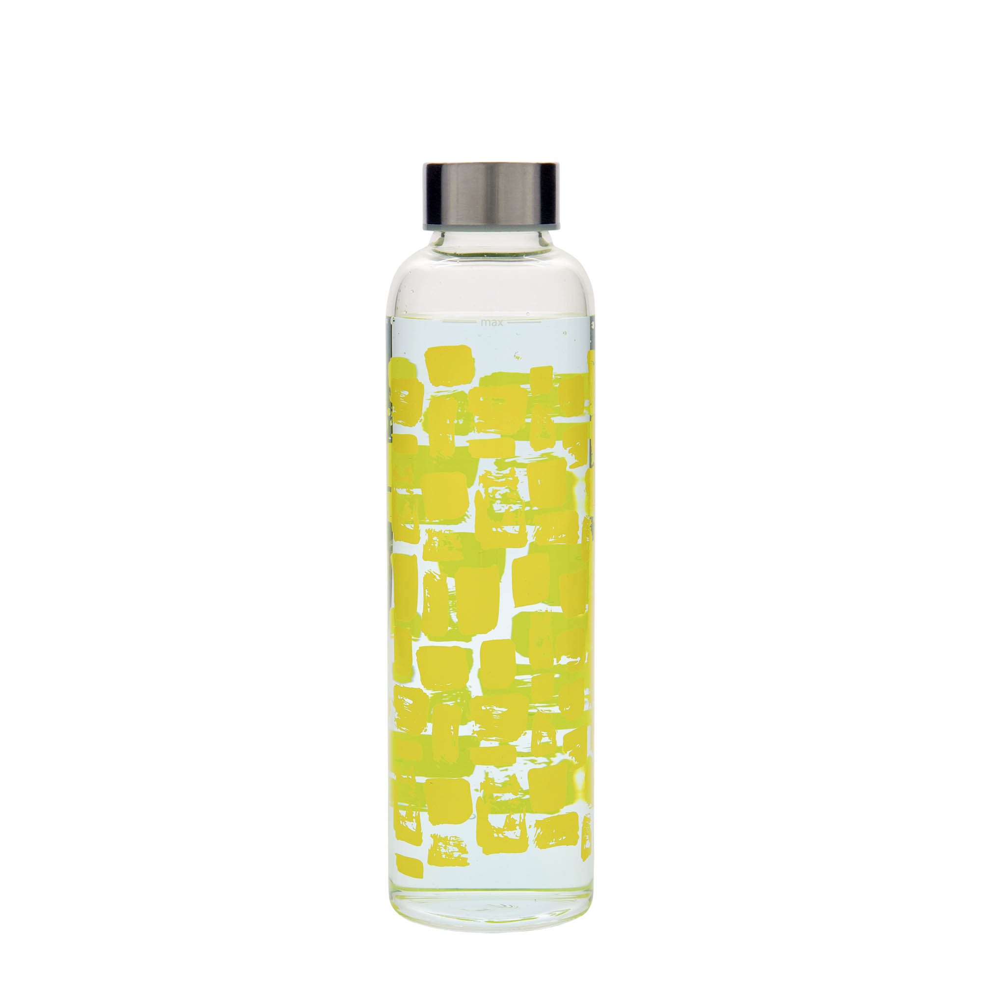 500 ml fľaša „Perseus“, motív: žlté obdĺžniky, hrdlo: skrutkovací uzáver