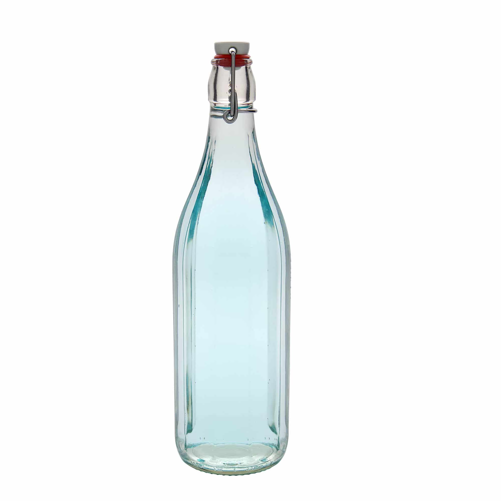 1 000 ml sklená fľaša „Bravo“, desaťhranná, hrdlo: strmeňový uzáver