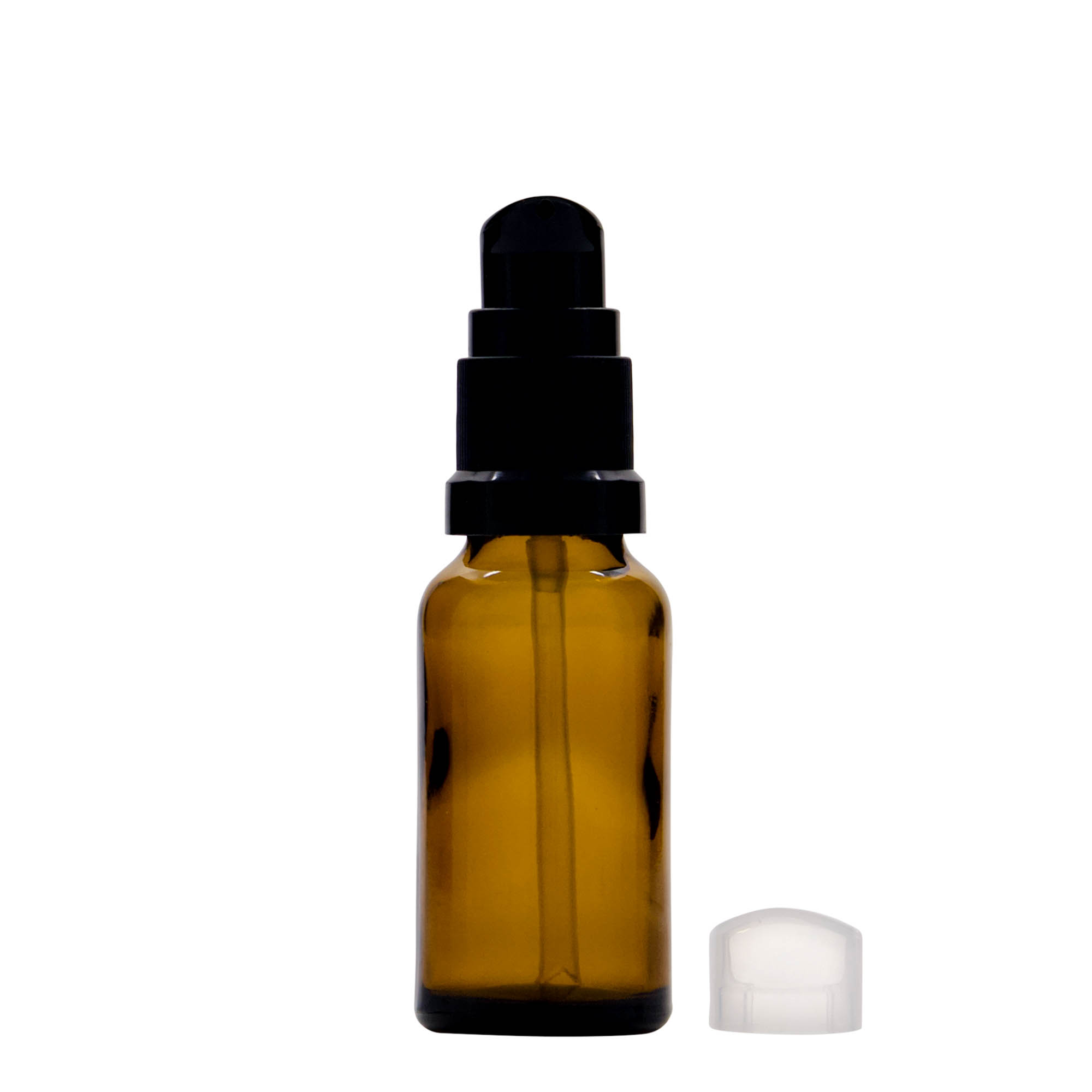 20 ml lekárska fľaša s dávkovačom na lotion, sklo, hnedá, hrdlo: DIN 18