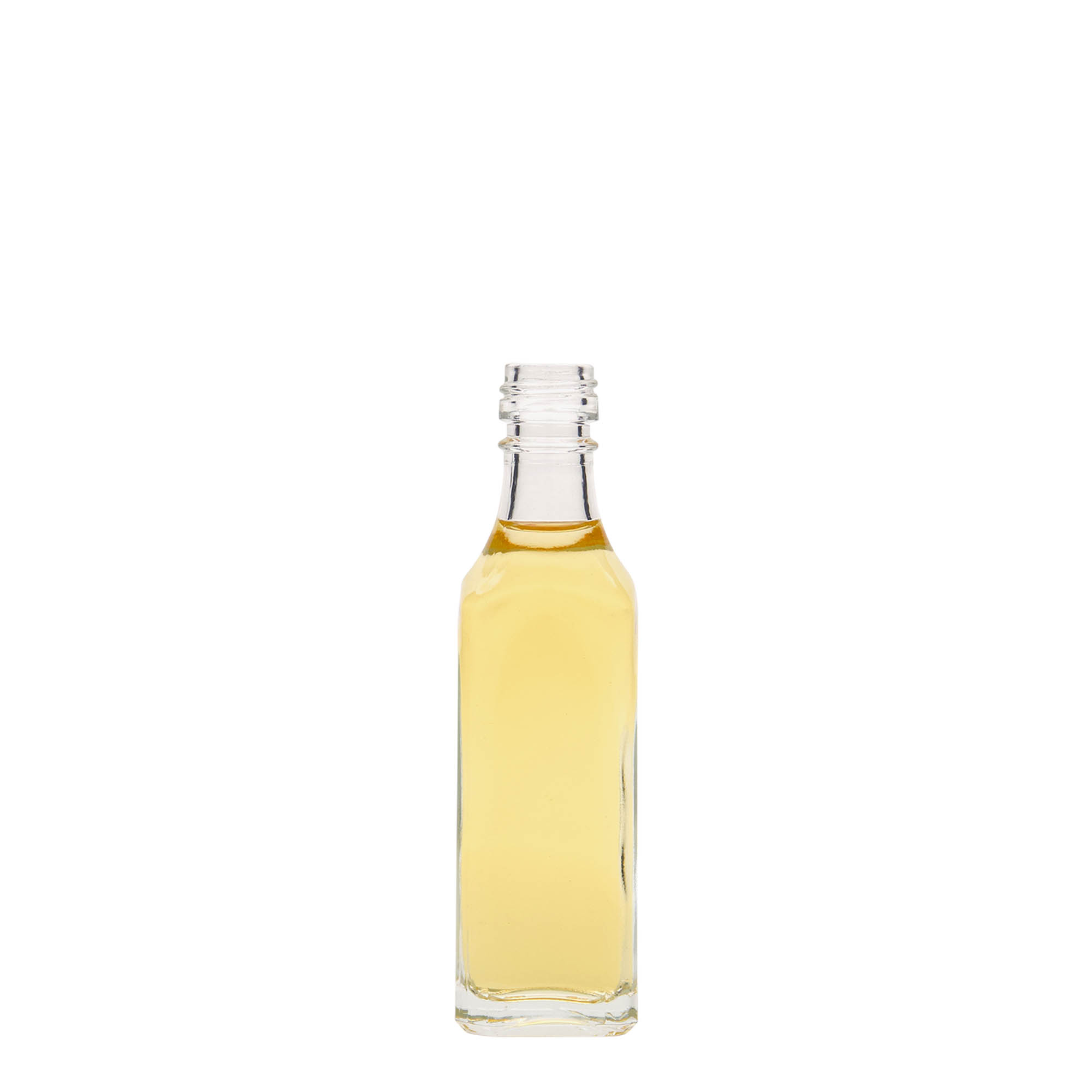 50 ml sklenená fľaša 'Siena', štvorcová, hrdlo: PP 18