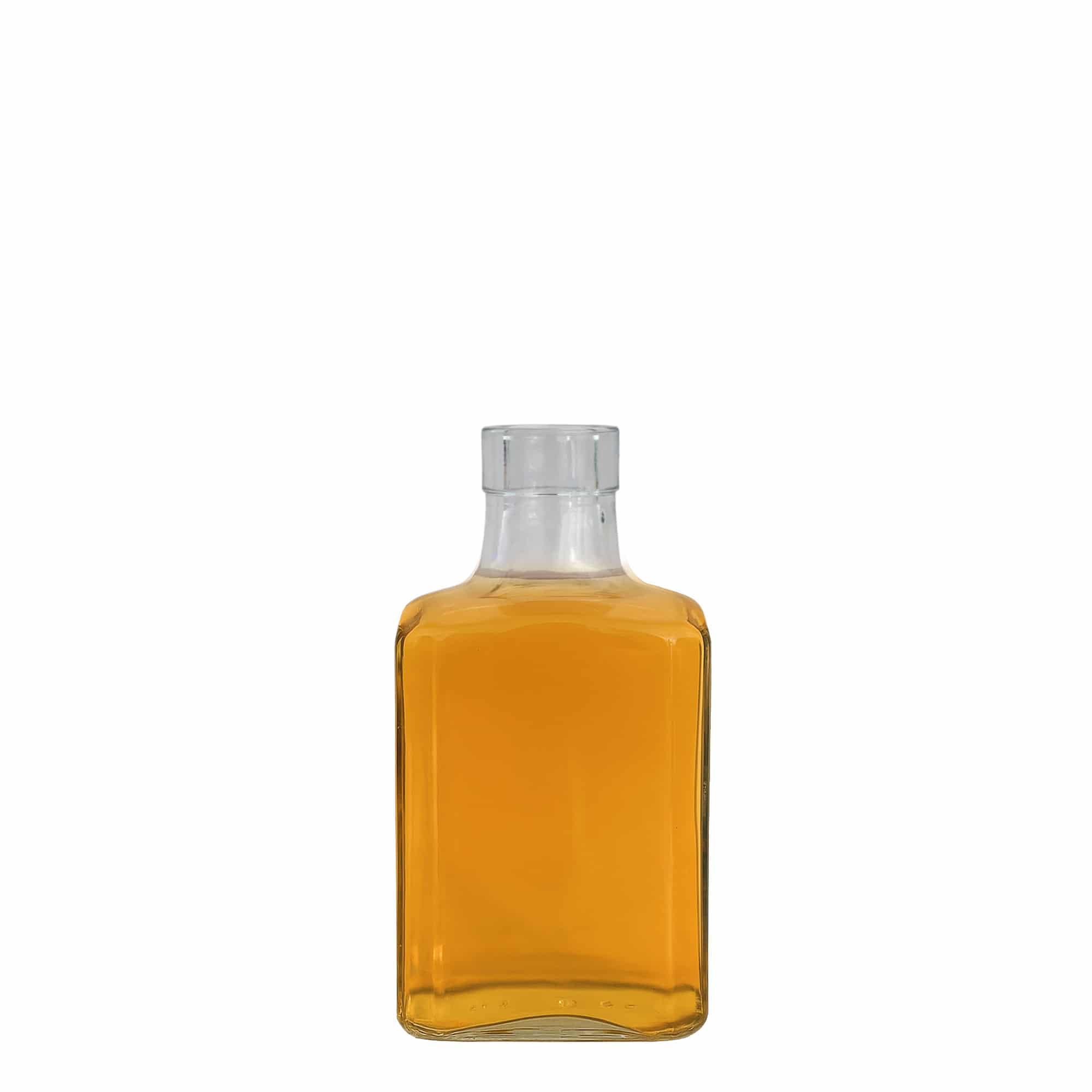 250 ml sklenená fľaša „Decanter Quadro s horným lemom“, štvorcová, hrdlo: korok
