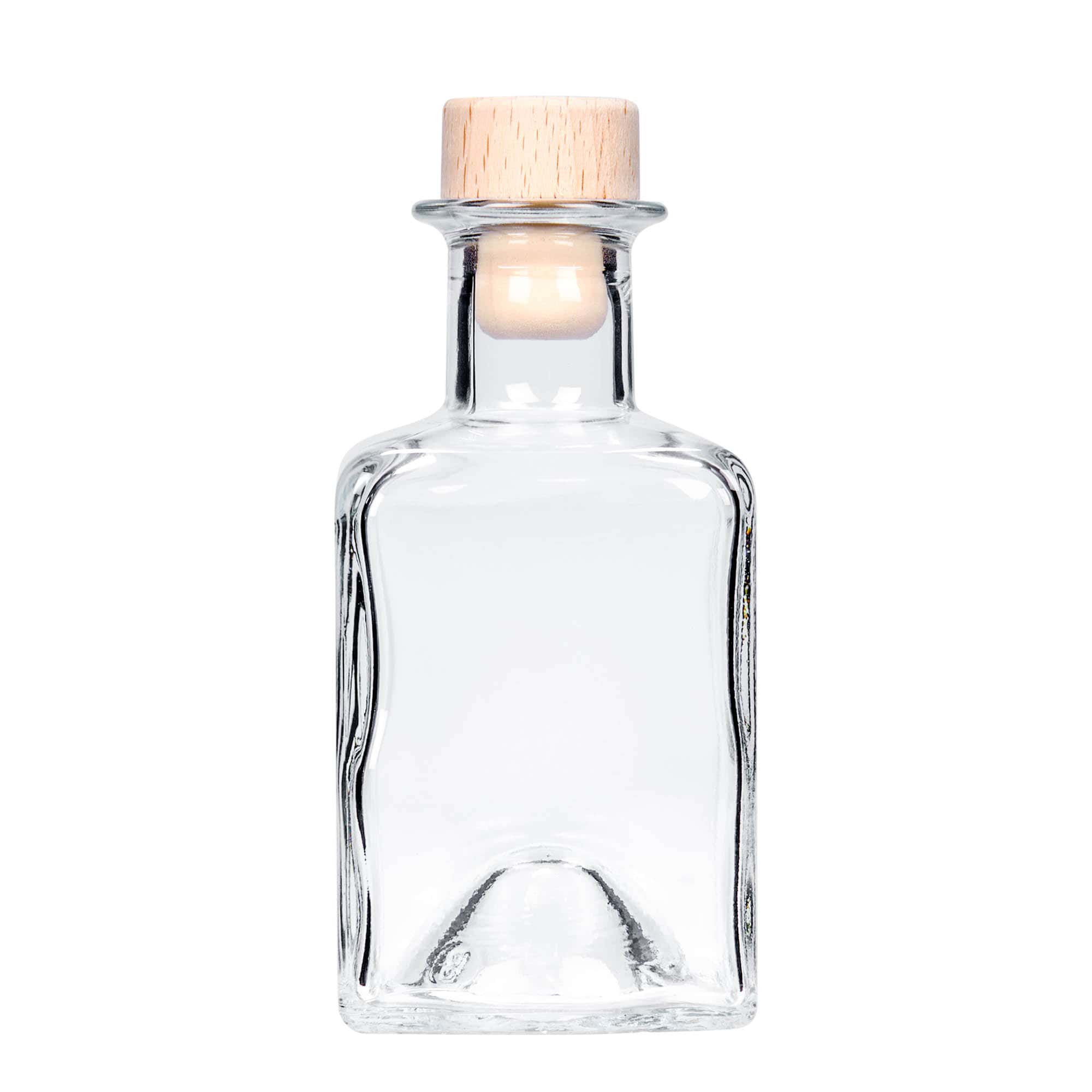 200 ml sklená fľaša „Kubica“, štvorcová, hrdlo: korok