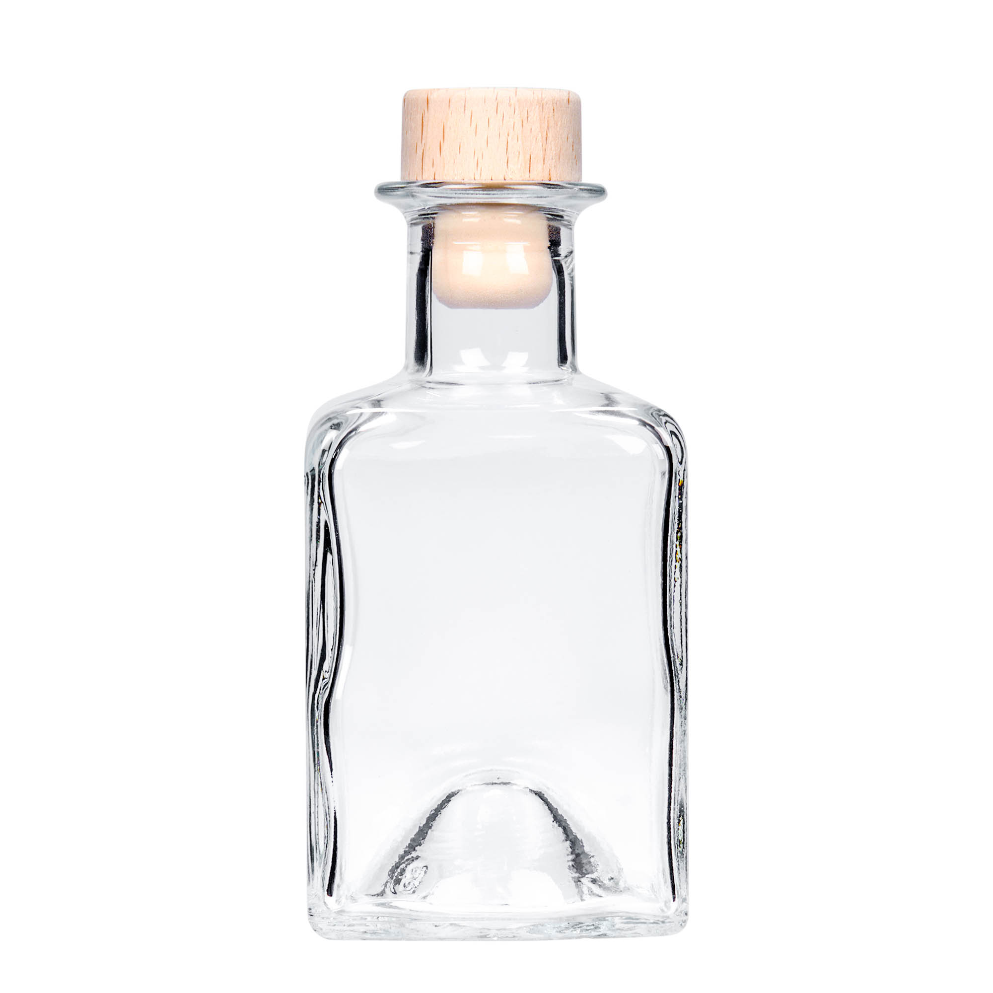 200 ml sklenená fľaša 'Kubica', štvorcová, hrdlo: korkové