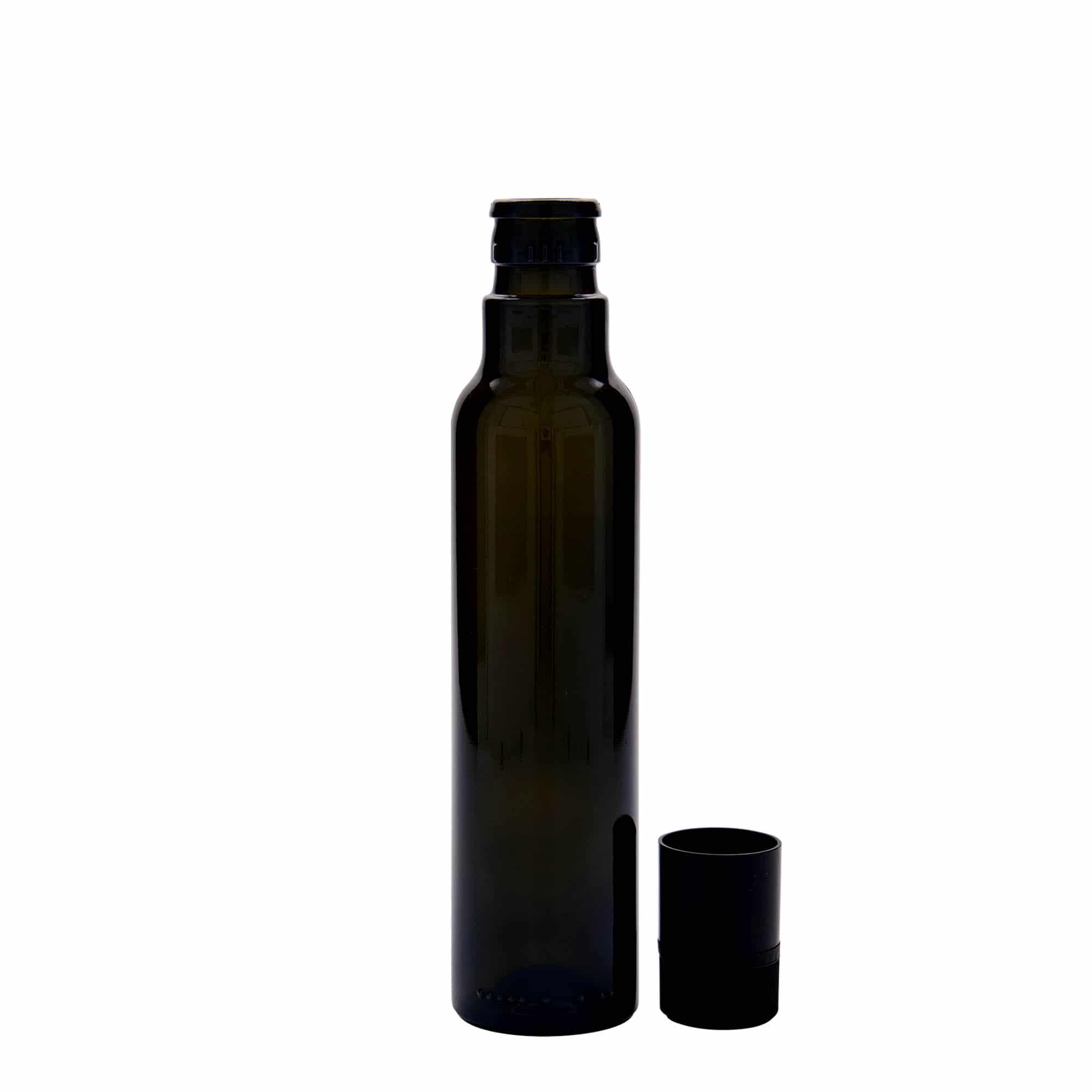 250 ml fľaša na ocot/olej „Willy New“, sklená, antická zelená farba, hrdlo: DOP