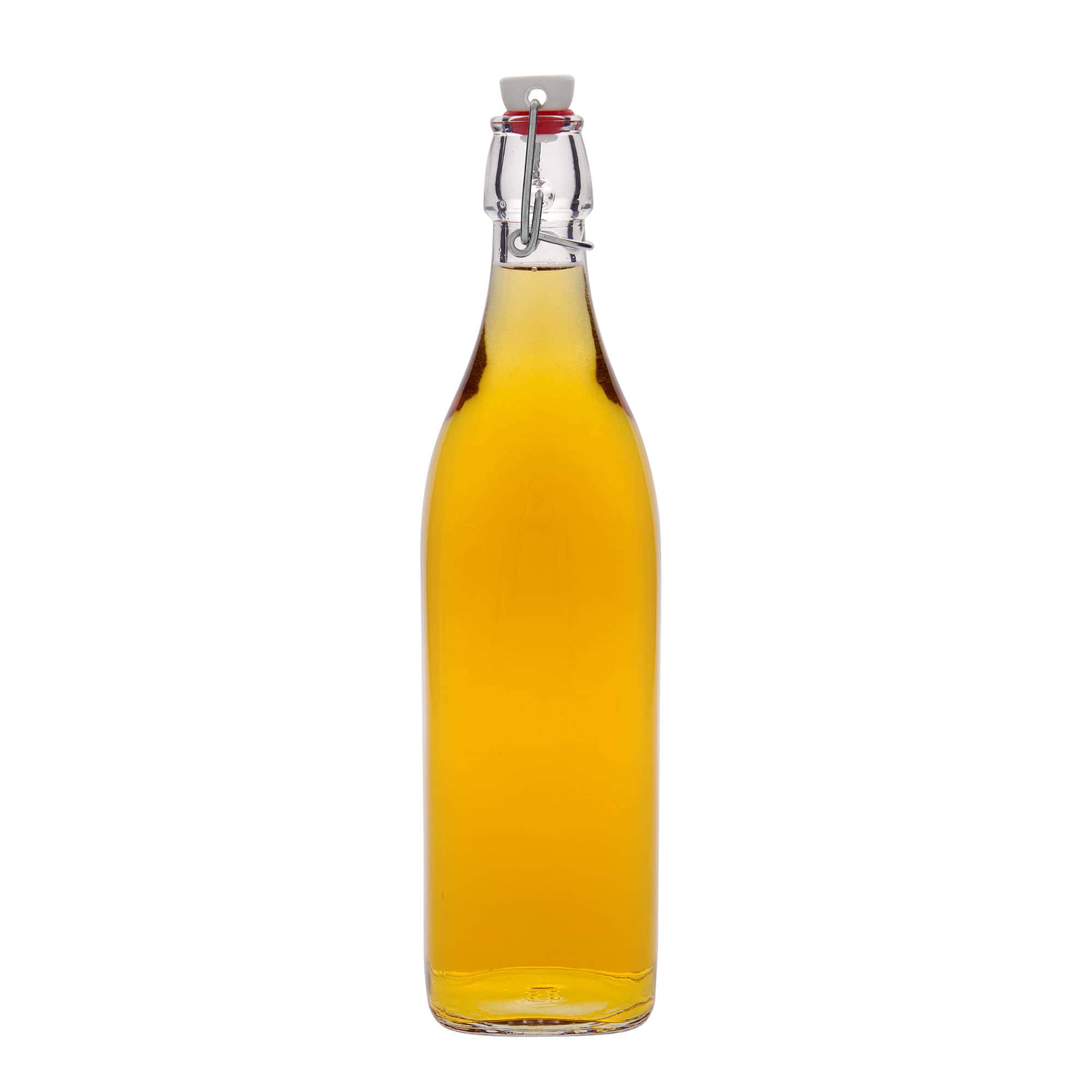 1 000 ml sklenená fľaša 'Swing, štvorcová, hrdlo: uzáver s pántom 1 000 ml sklenená fľaša 'Swing, štvorcová, hrdlo: uzáver s pántom