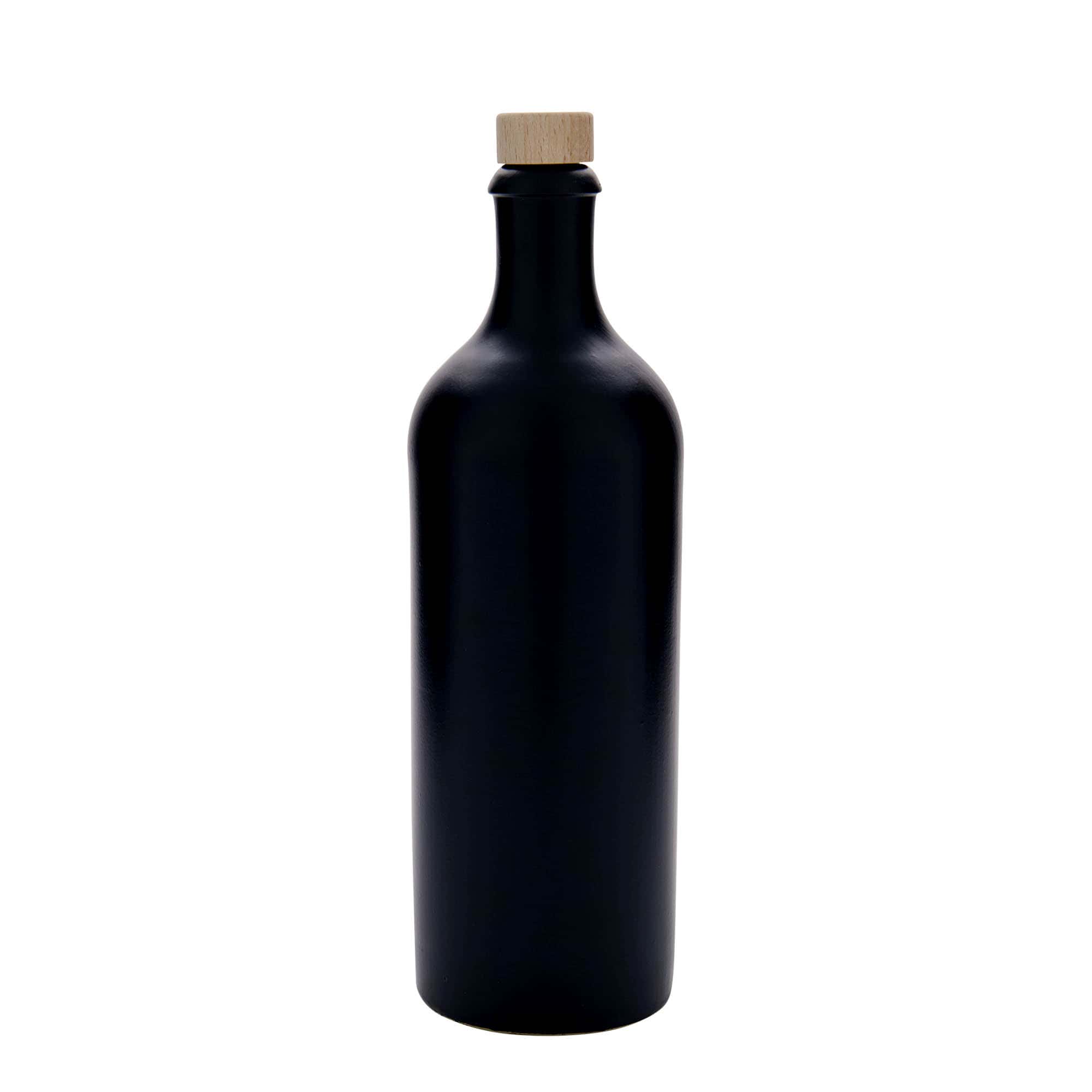 750 ml hlinený krčah, kamenina, čierna farba, hrdlo: korok