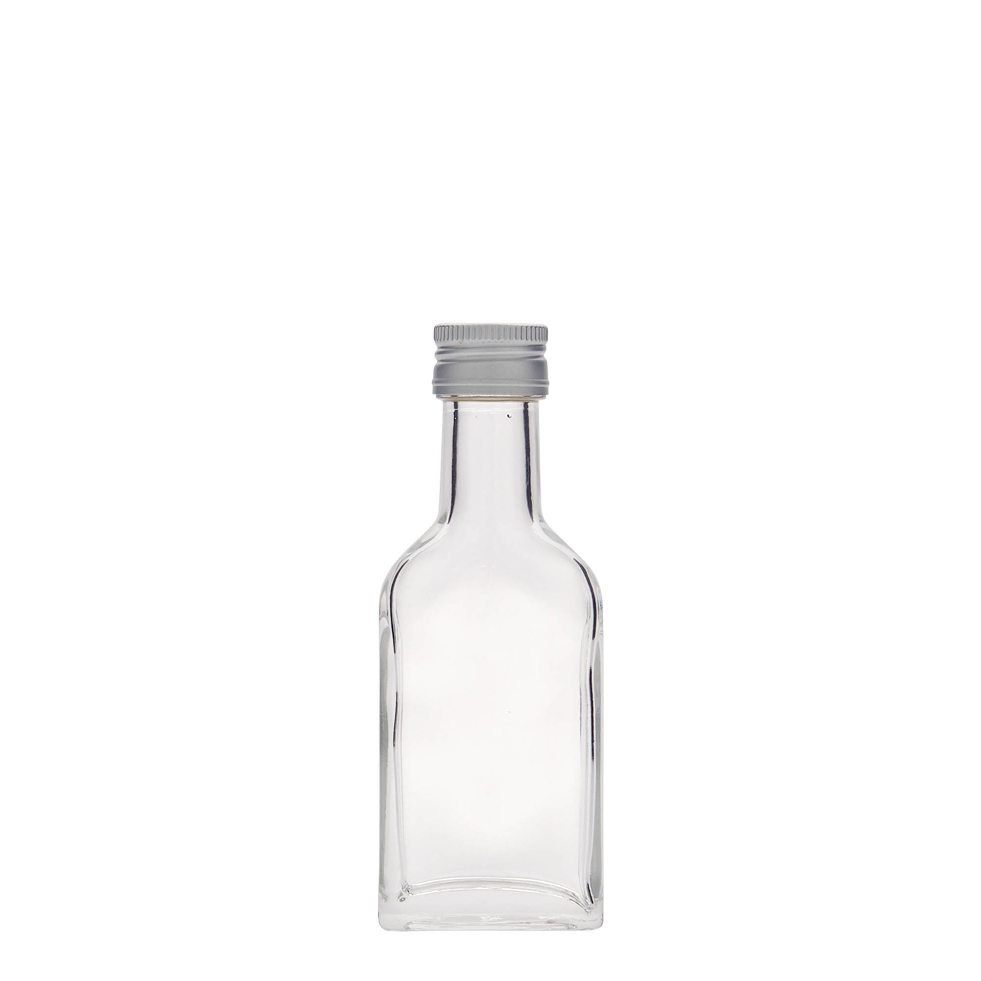 40 ml vrecková fľaša s dlhým hrdlom, obdĺžniková, sklo, hrdlo: PP 22 40 ml vrecková fľaša s dlhým hrdlom, obdĺžniková, sklo, hrdlo: PP 22