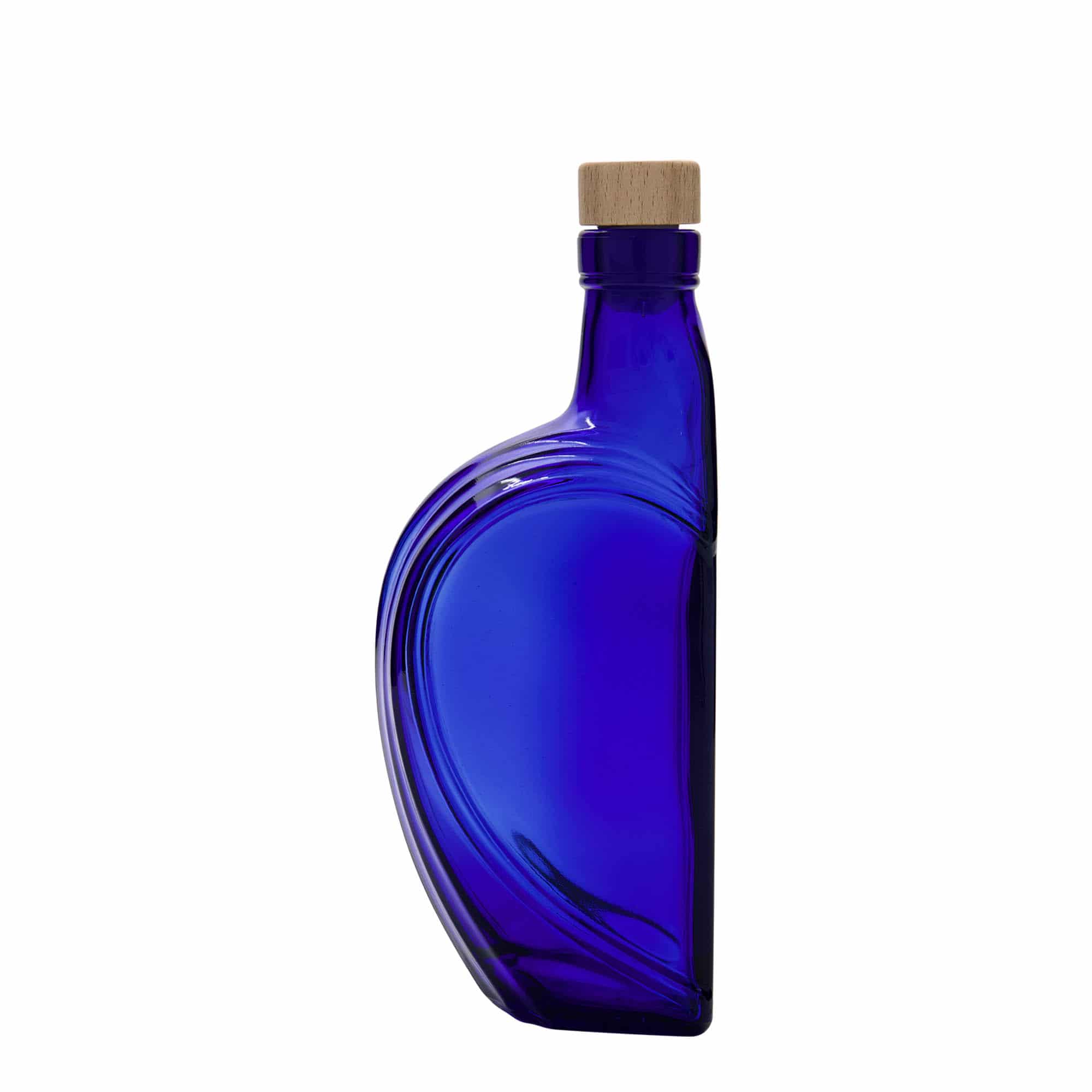 375 ml sklená fľaša „Sweethearts“, obdĺžniková, kráľovská modrá farba, hrdlo: korok