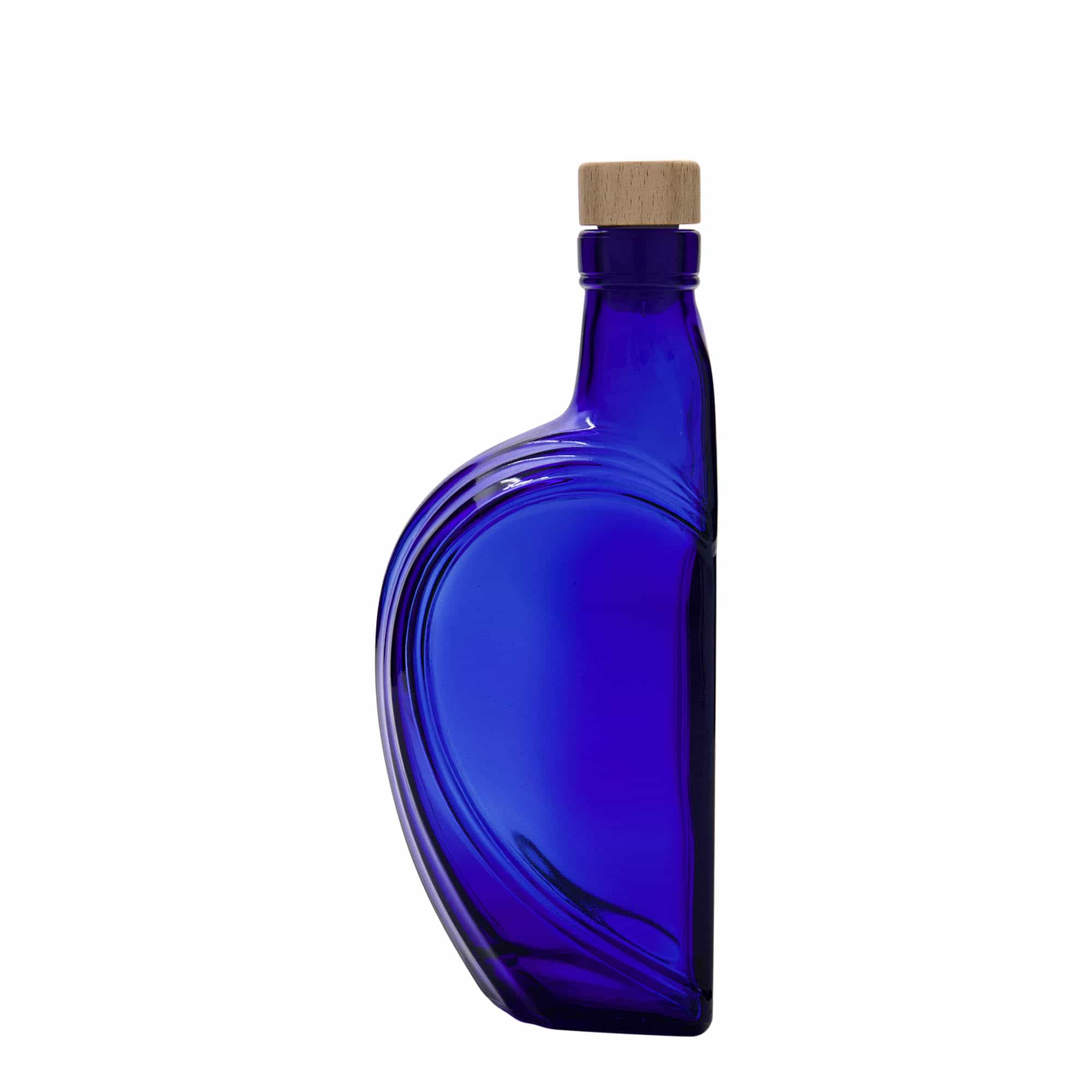 375 ml sklenená fľaša 'Sweethearts', obdĺžniková, kráľovská modrá, hrdlo: korok