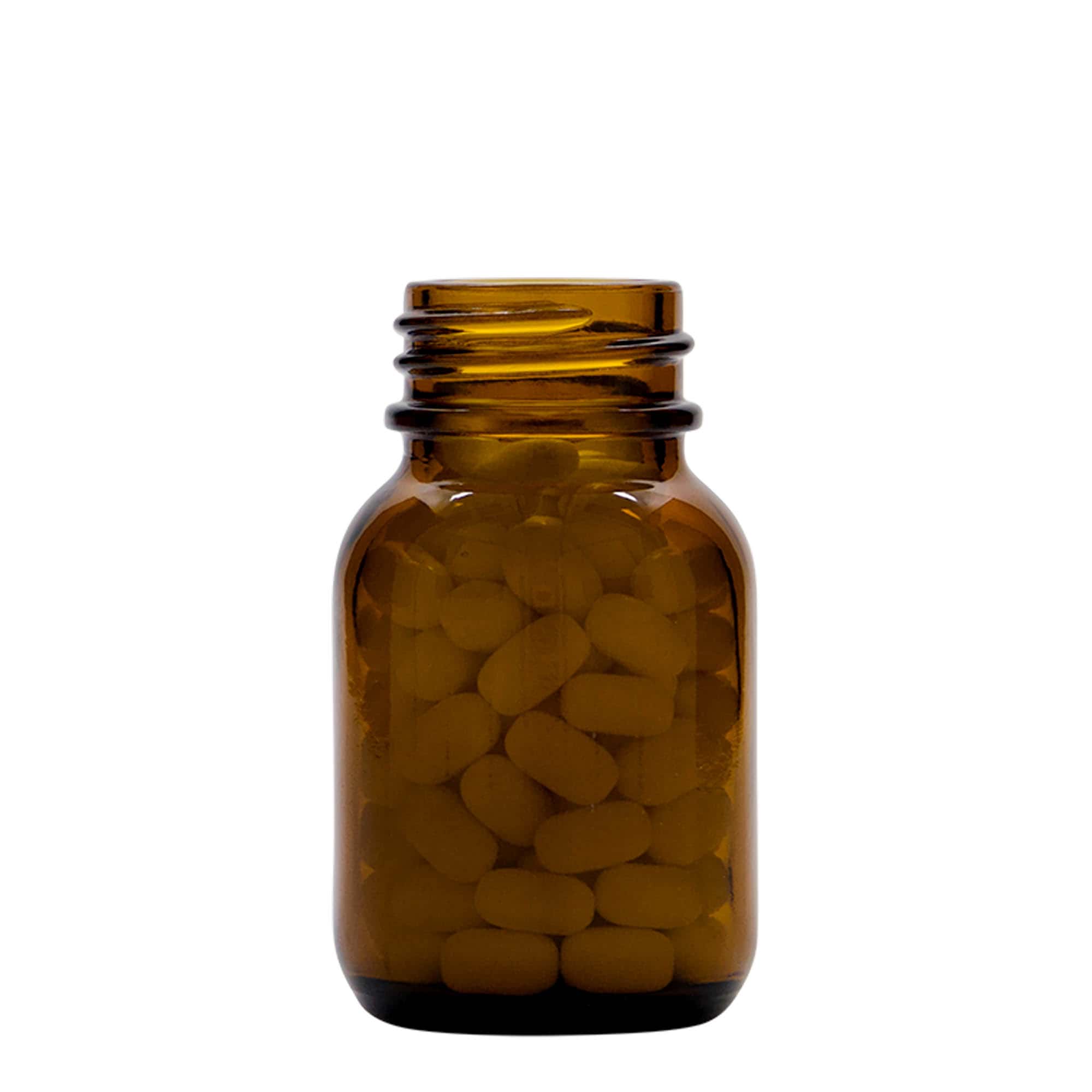 50 ml širokouhlová fľaša, hnedá, hrdlo: DIN 32