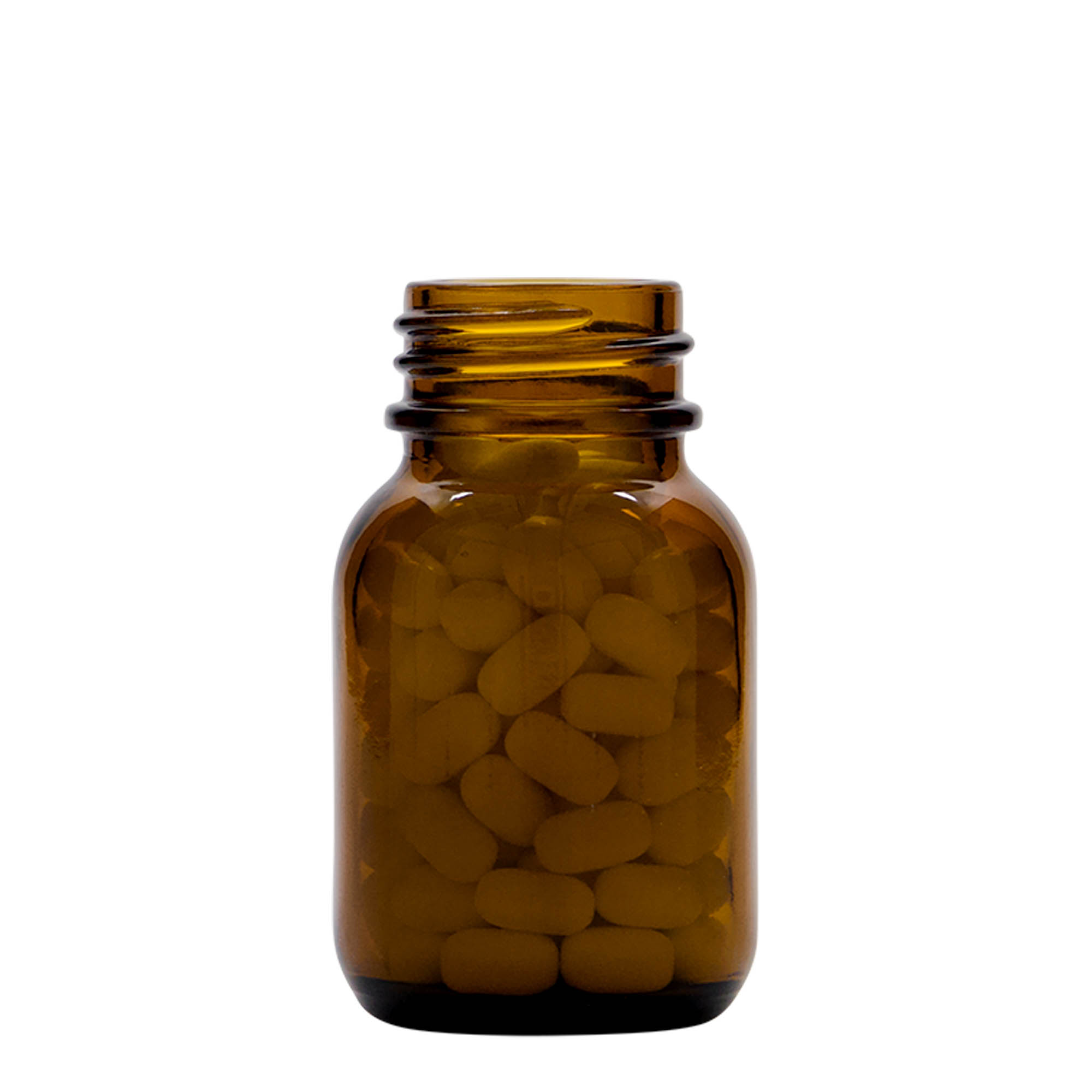 50 ml širokouhlová fľaša, hnedá, hrdlo: DIN 32