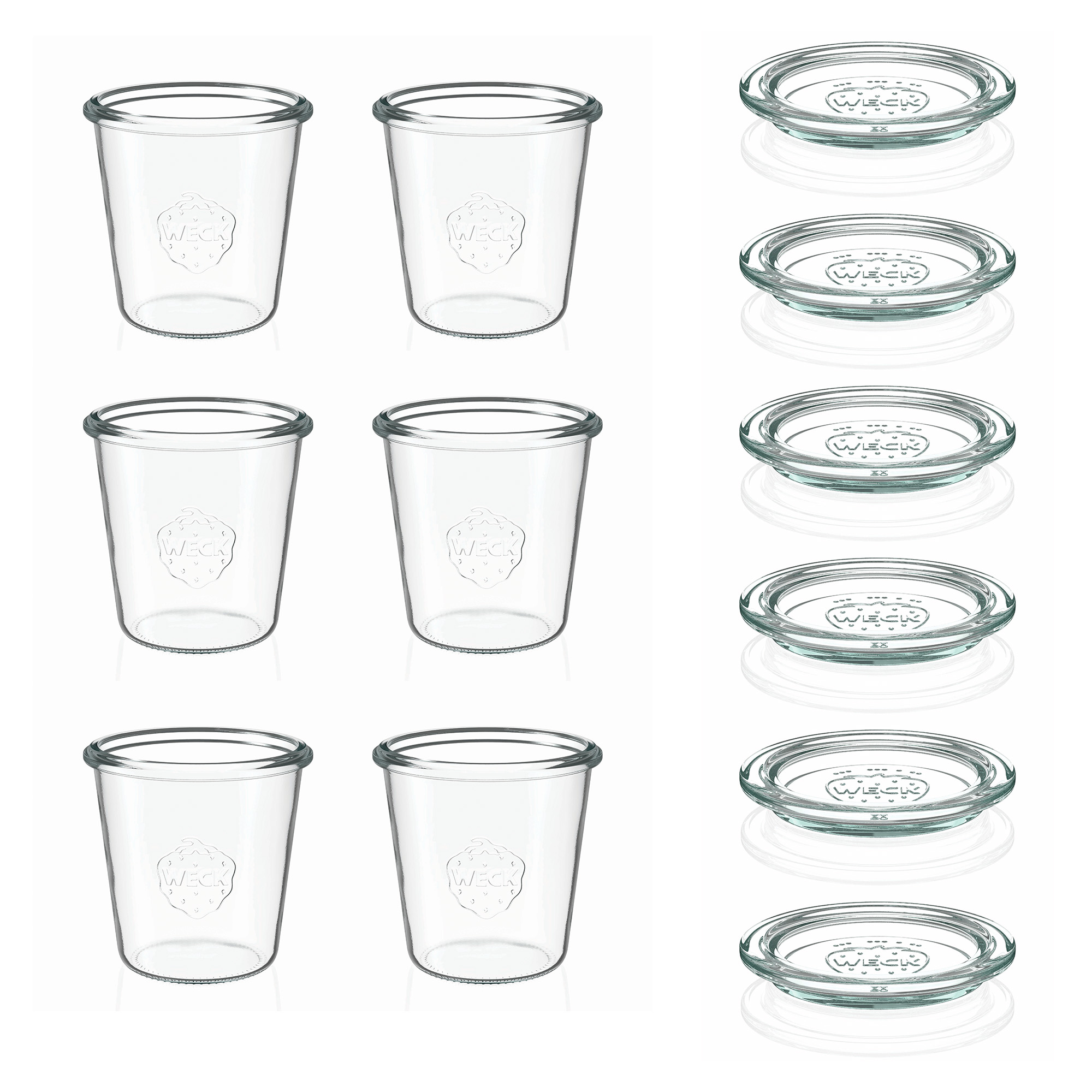 6x 290 ml WECK-pohár typu Sturz vysoký so skleneným viečkom RR 80