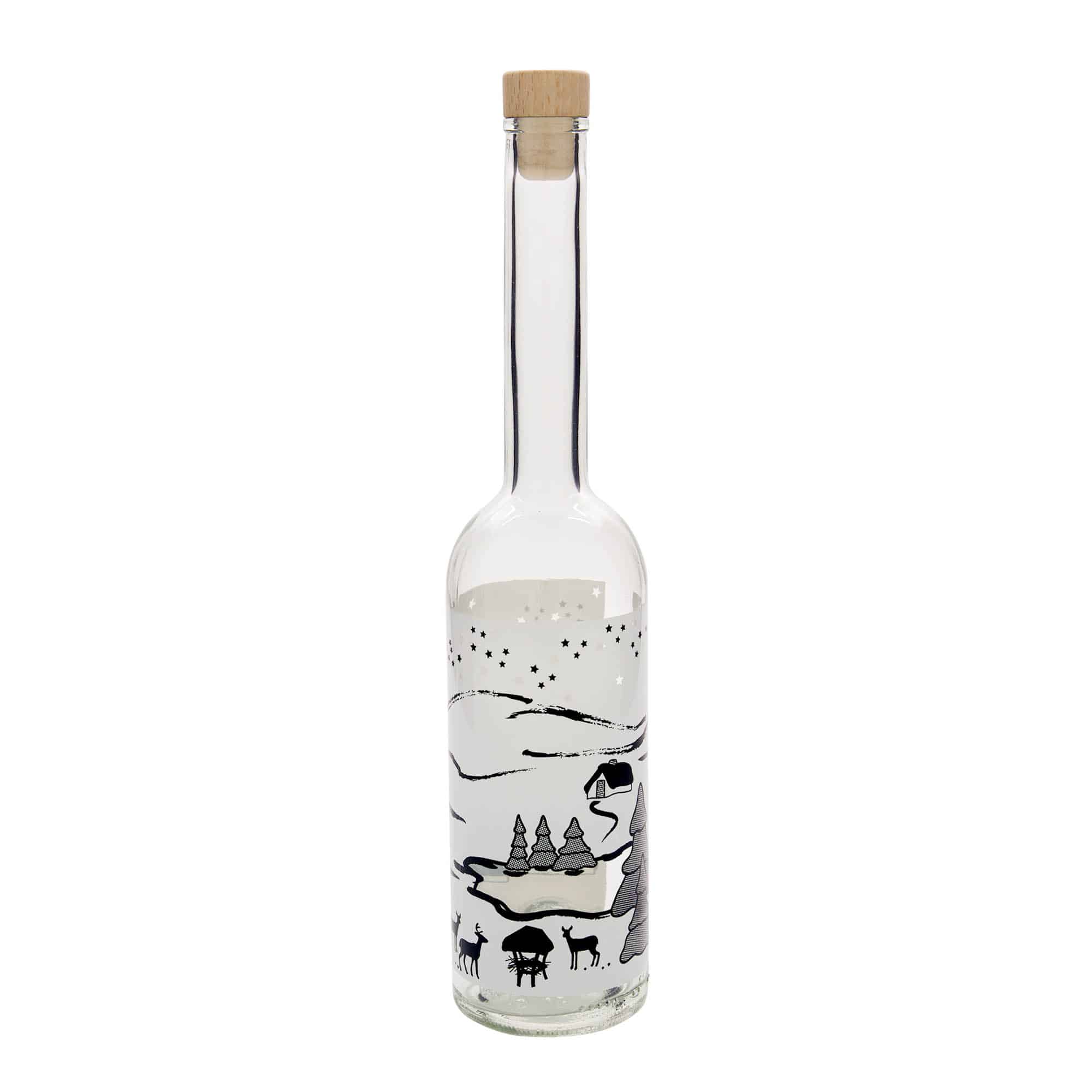 500 ml sklená fľaša „Opera“, motív: zimný sen Bianco, hrdlo: korok