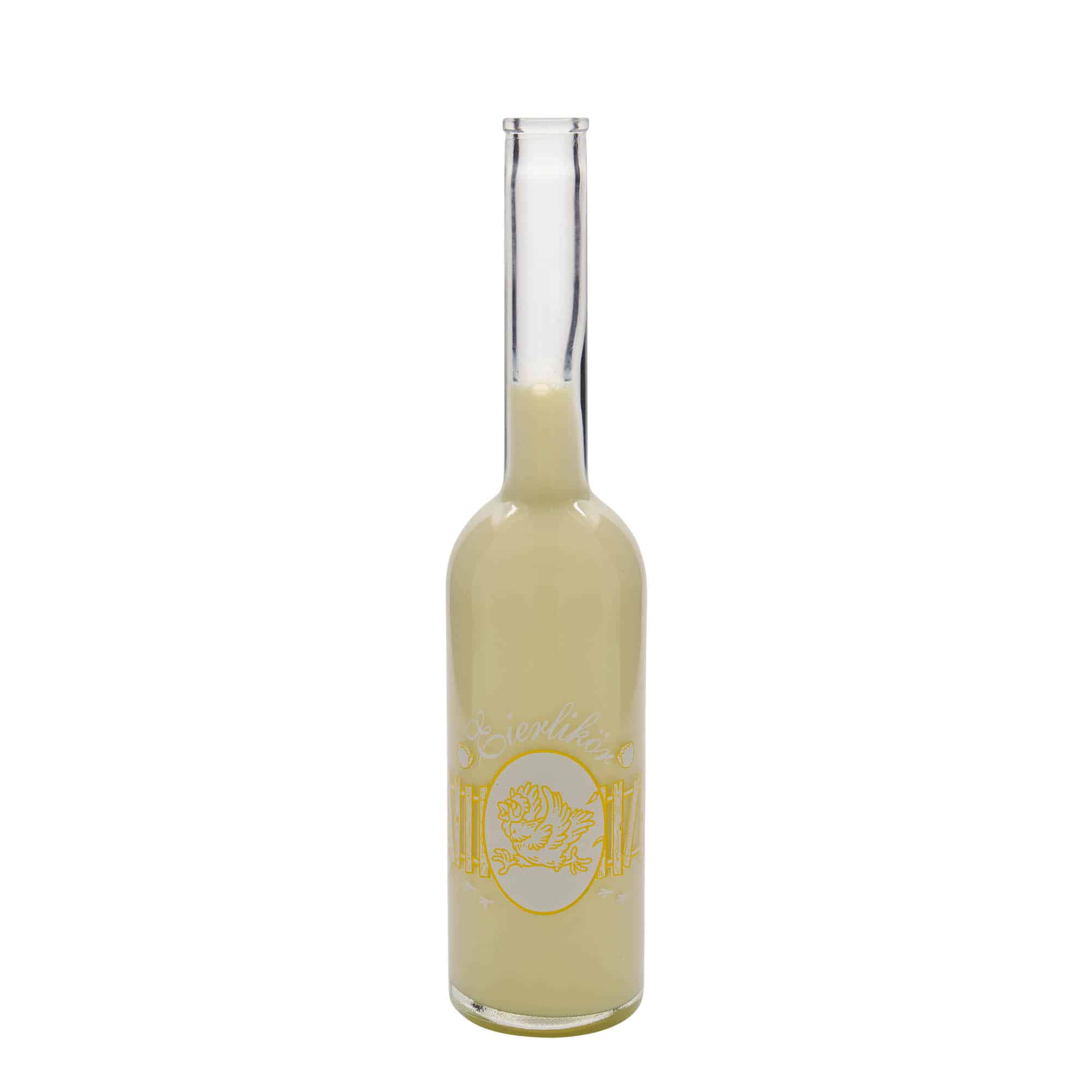 500 ml sklená fľaša „Opera“, motív: Vaječný likér, hrdlo: korok