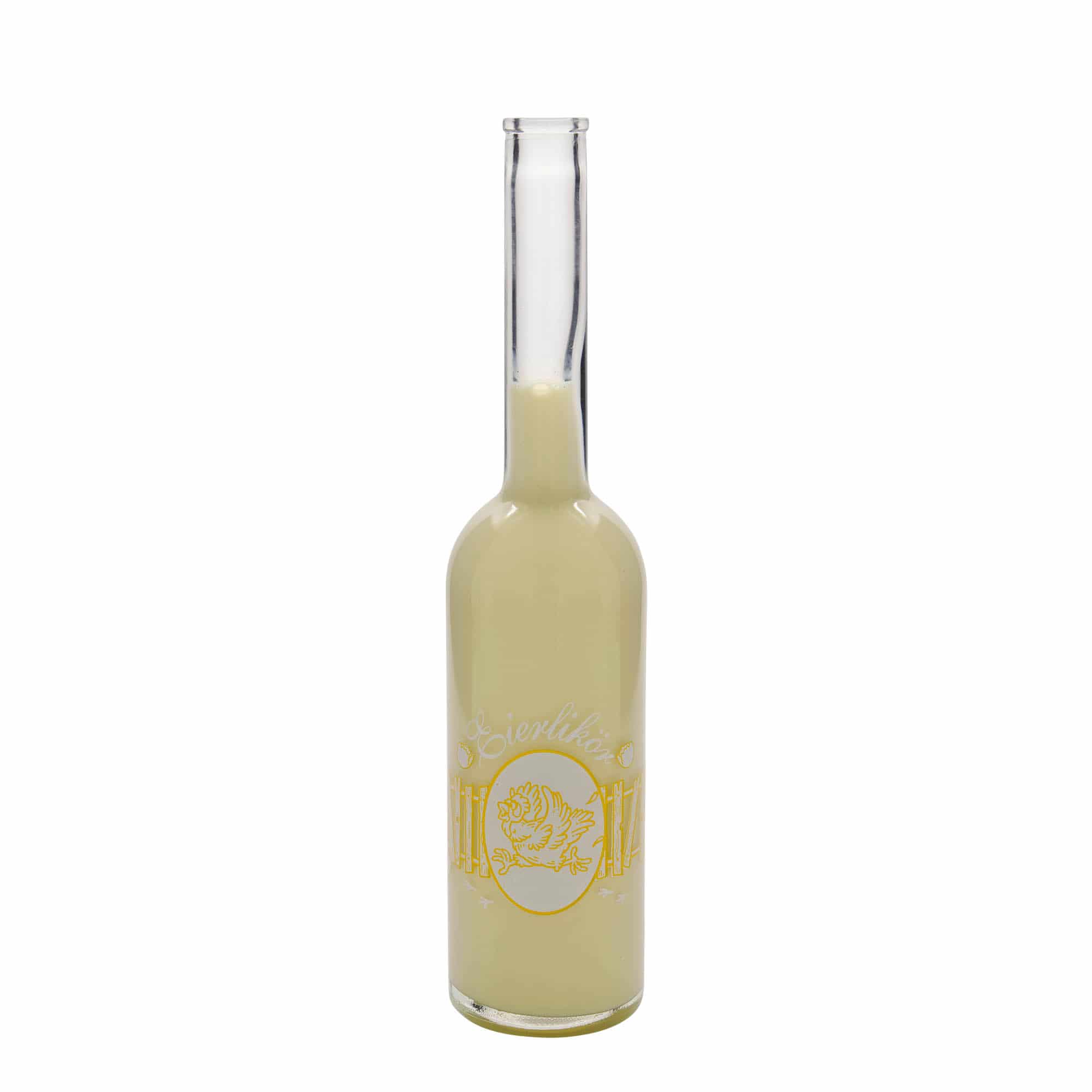 500 ml sklenená fľaša 'Opera', motív: vaječný likér, hrdlo: korok 500 ml sklenená fľaša 'Opera', motív: vaječný likér, hrdlo: korok