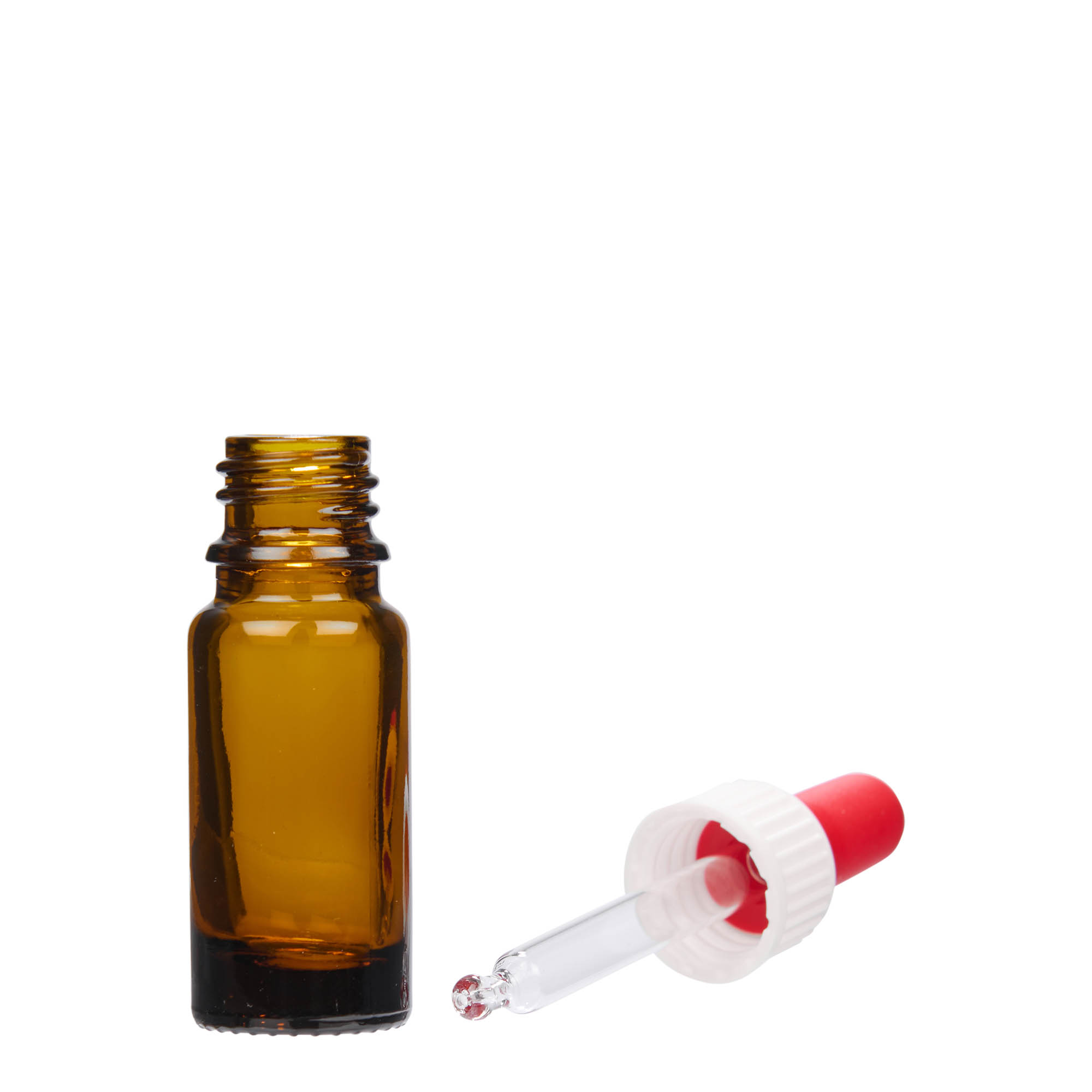 10 ml liekovka s pipetou, sklo, hnedá, hrdlo: DIN 18 10 ml liekovka s pipetou, sklo, hnedá, hrdlo: DIN 18