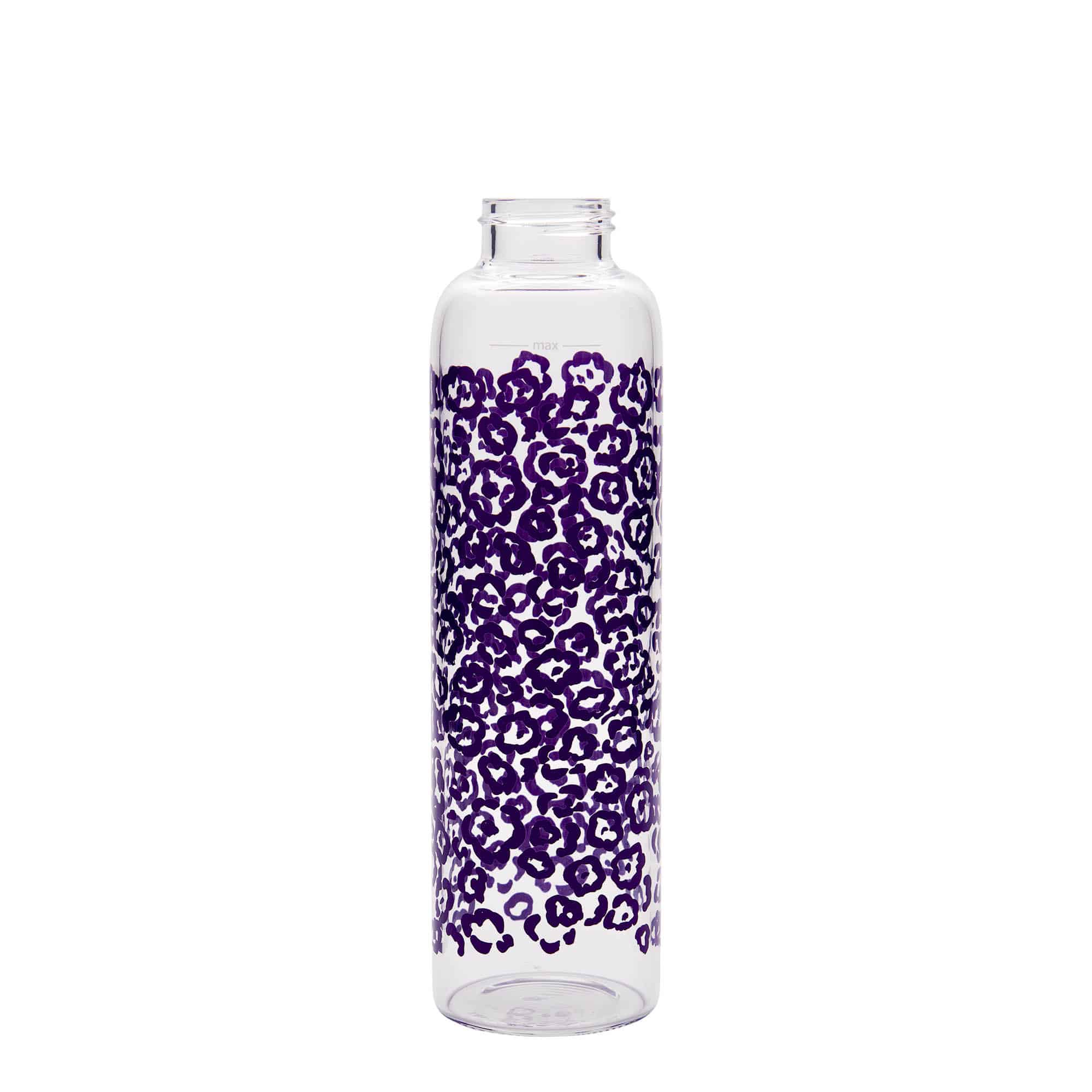 500 ml fľaša „Perseus“, motív: fialové kvety, hrdlo: skrutkovací uzáver