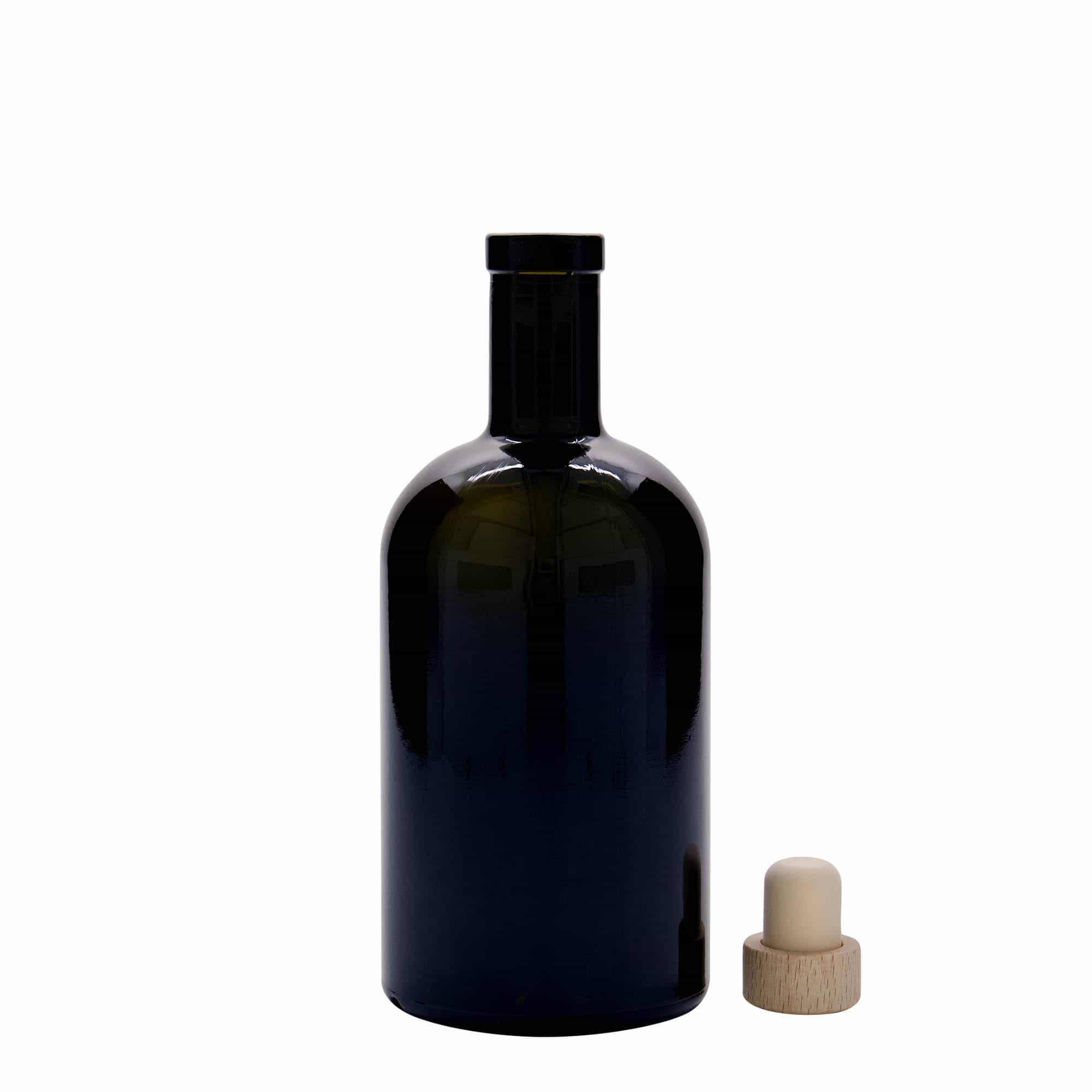 500 ml sklená fľaša „Farmacia“, antická zelená farba, hrdlo: korok