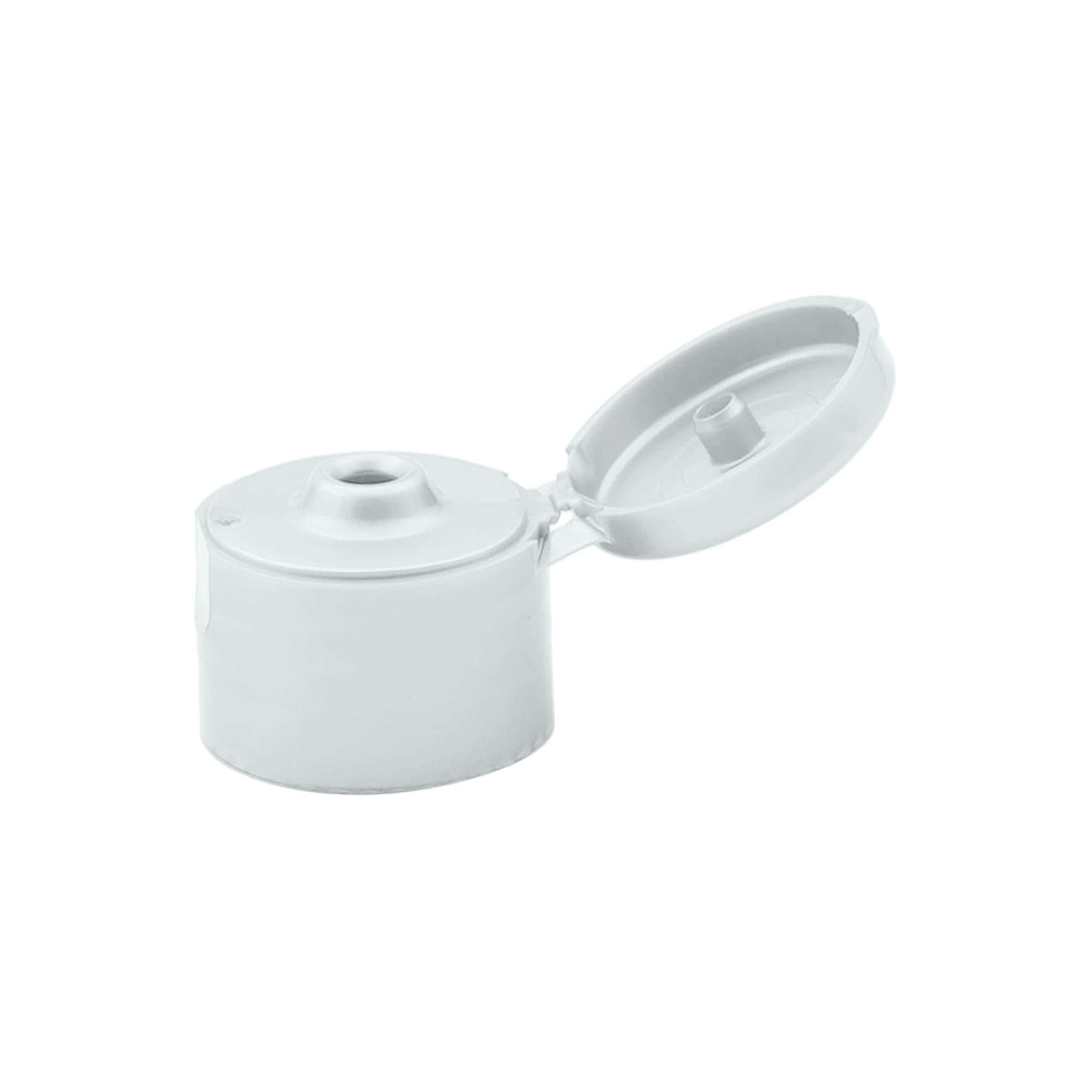 Skrutkovací uzáver s pántom, PP-plast, strieborný, pre hrdlo: 24/410